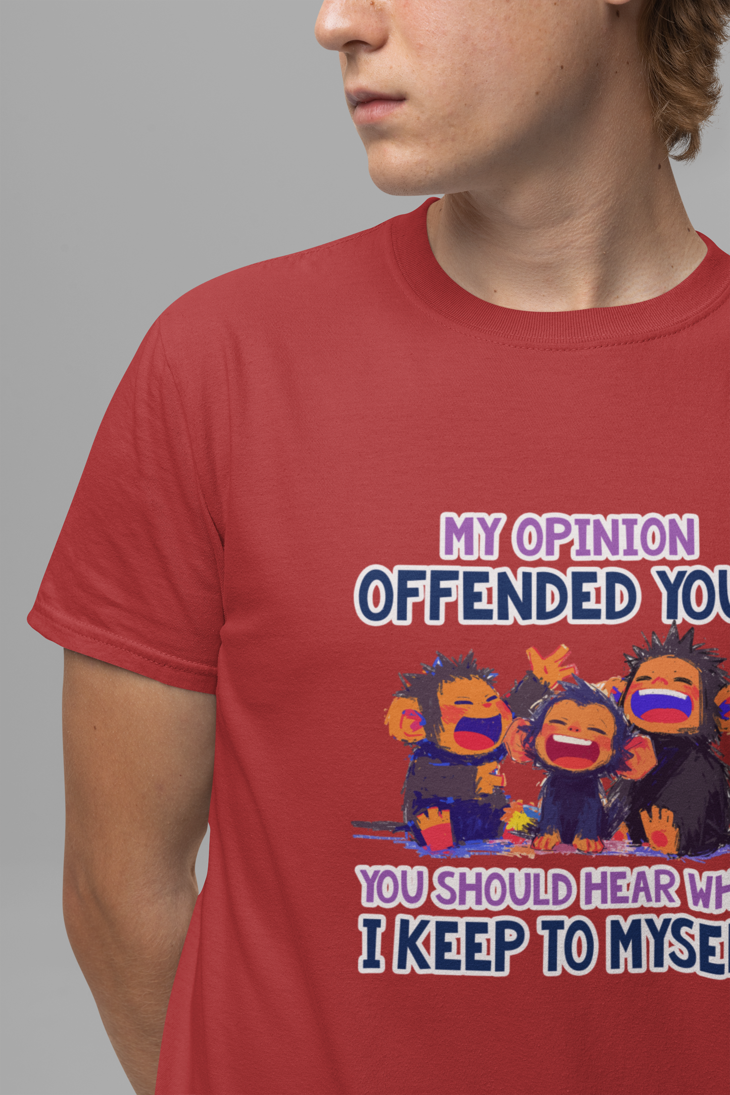 My Opinion Offended You? Three Laughing Monkeys T-Shirt – Sarcastic Humor Tee