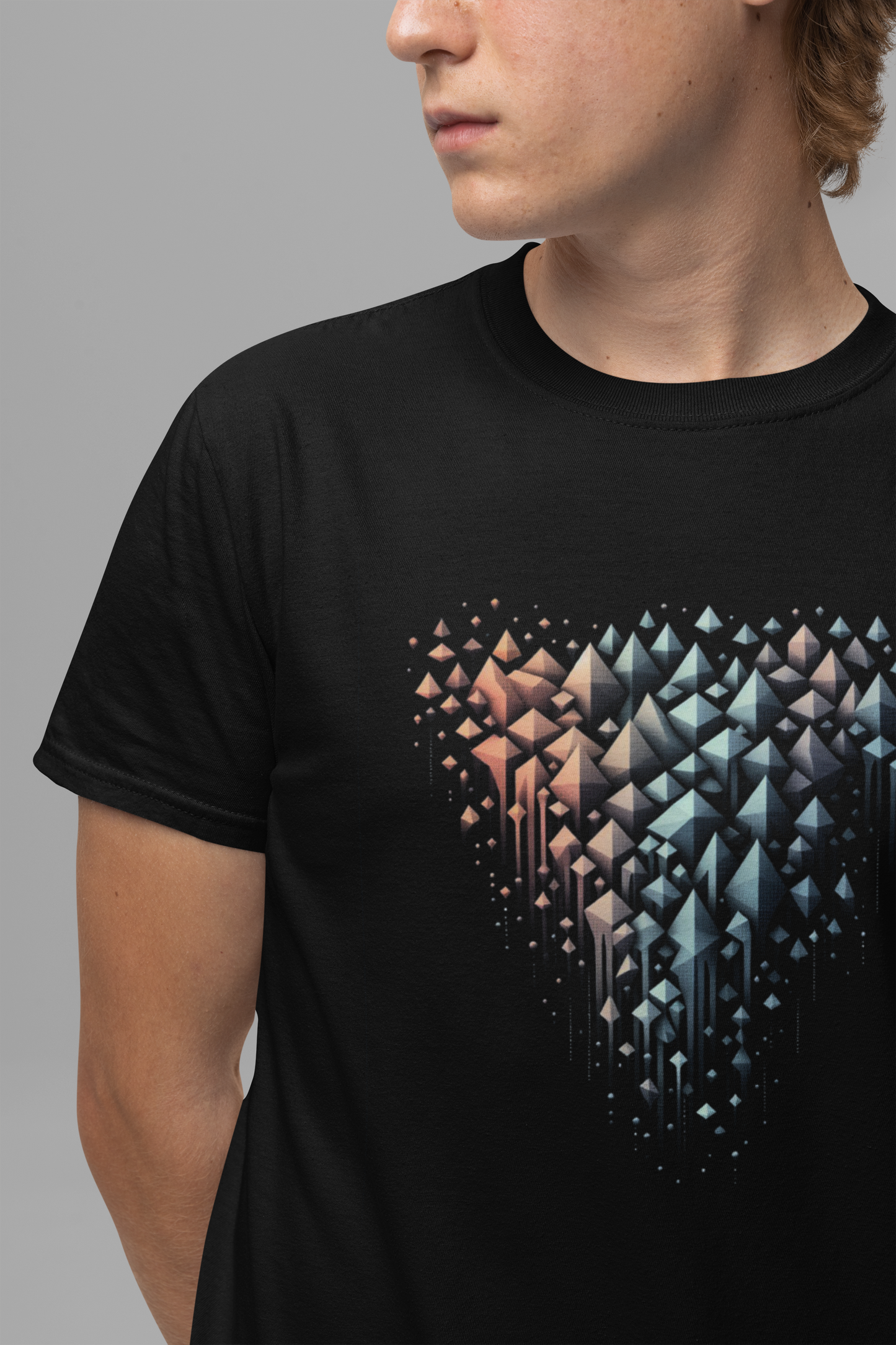 Triangle Cascade – Abstract Pyramid Alignment Graphic T-Shirt