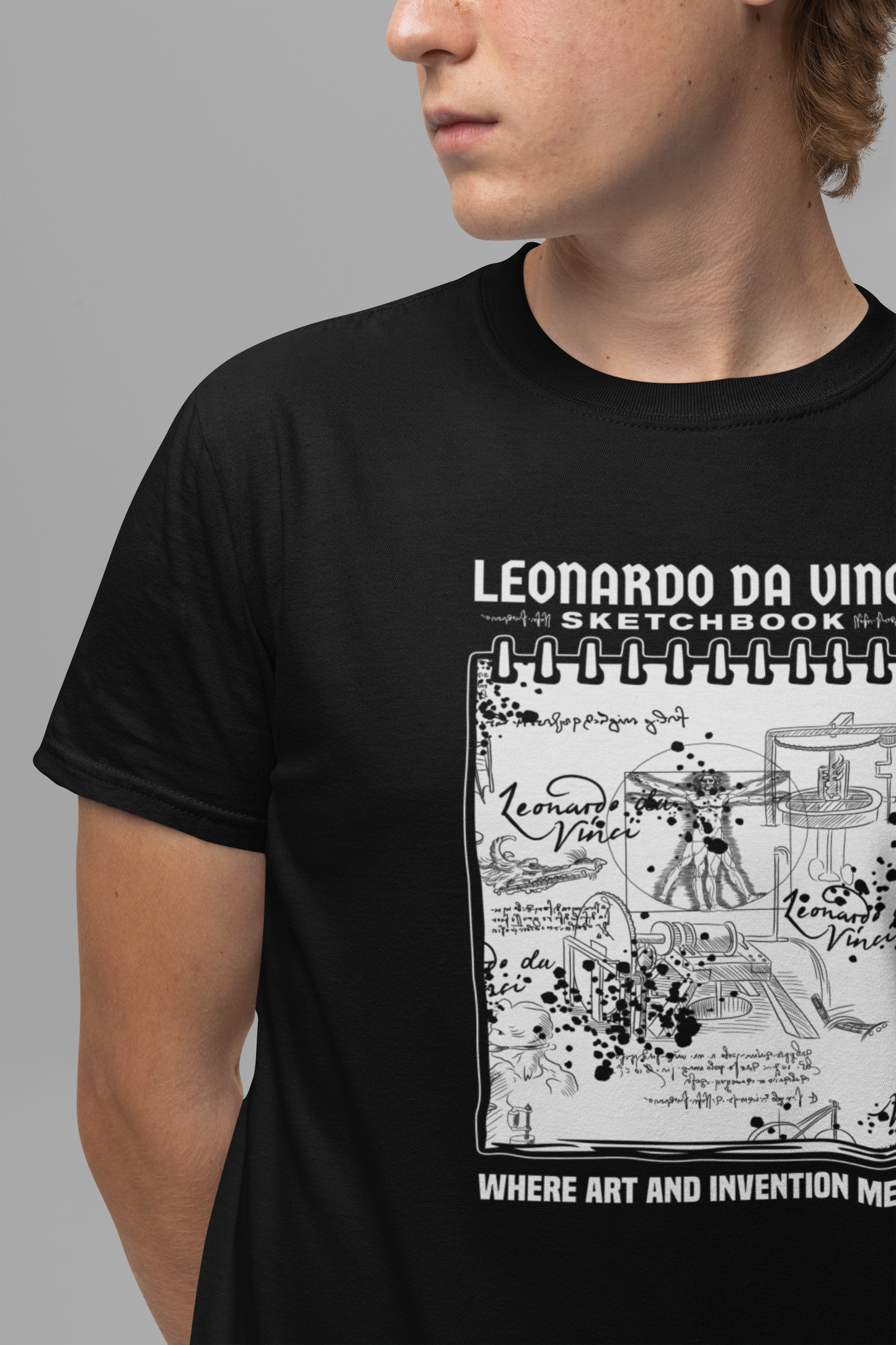 Leonardo’s Sketchbook Tee, Inventor Tribute Shirt, Renaissance Genius Graphic, Art History Top, Creativity Inspired Gift