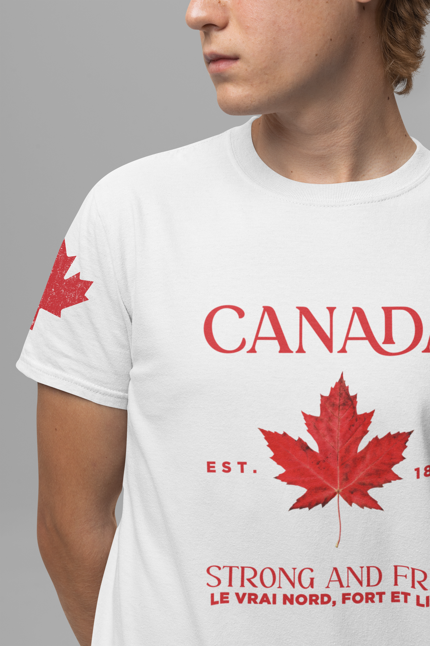 Canada Strong and Free Maple Heritage - Red  Print T-Shirt