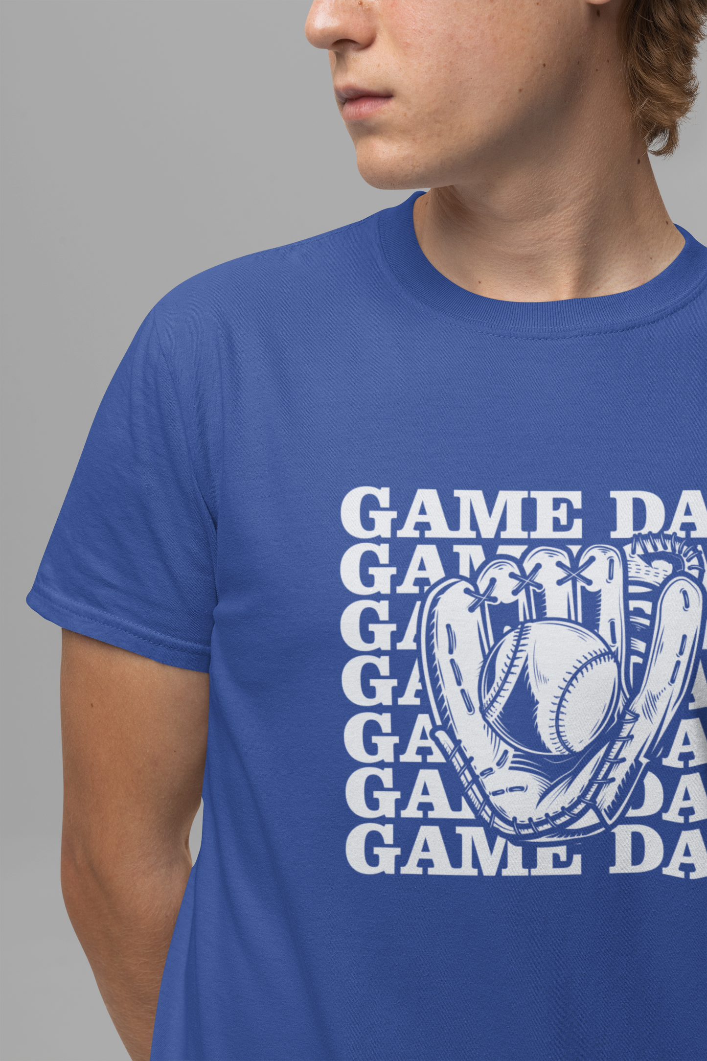 Baseball tshirt - Game Day Baseball Tshirt Baseball Glove and Ball Graphic with Large Game Day Text Background