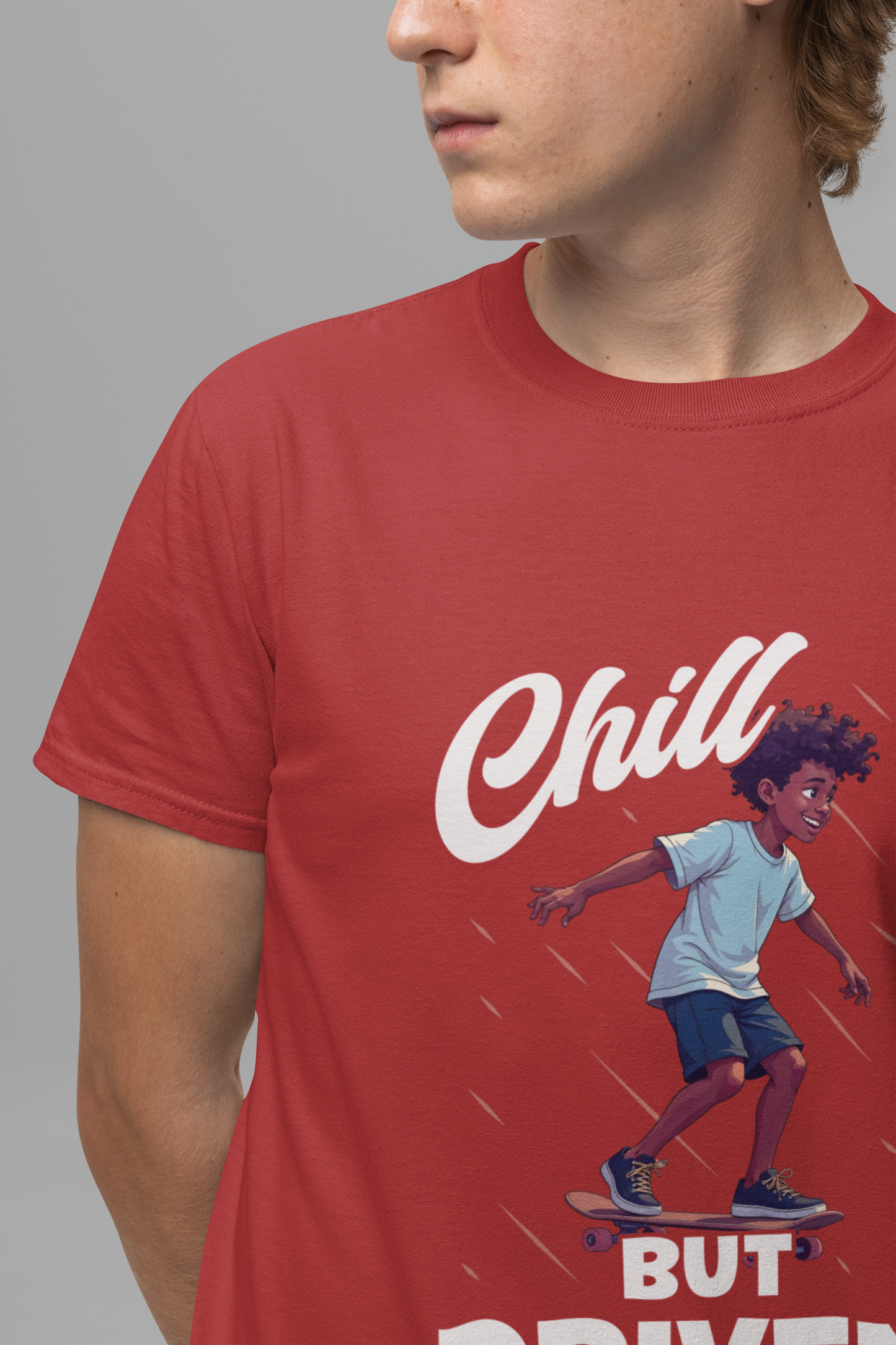 Chill but Driven – Happy Boy on Skateboard Graphic T-Shirt
