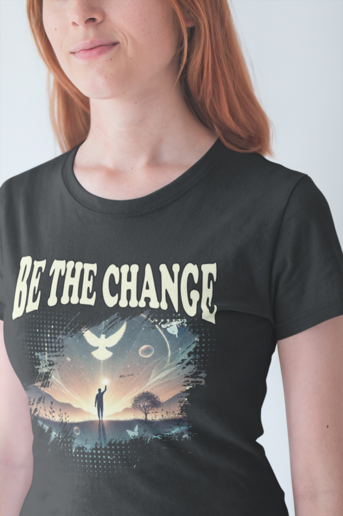 Be the Change | Walking Toward Sunset & White Pigeon T-Shirt