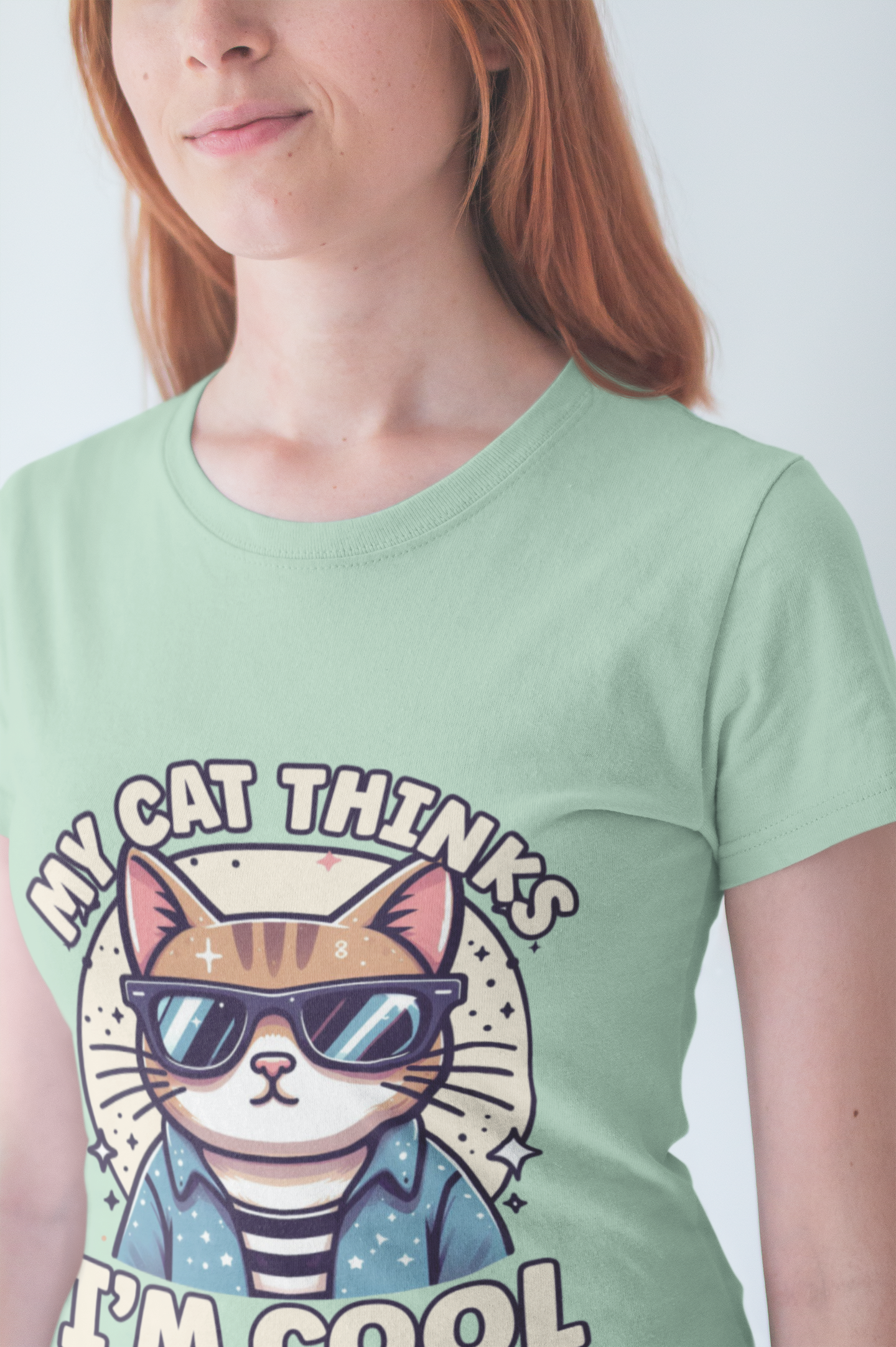 My Cat Thinks I'm Cool | Serious Cat with Sunglasses Graphic T-Shirt