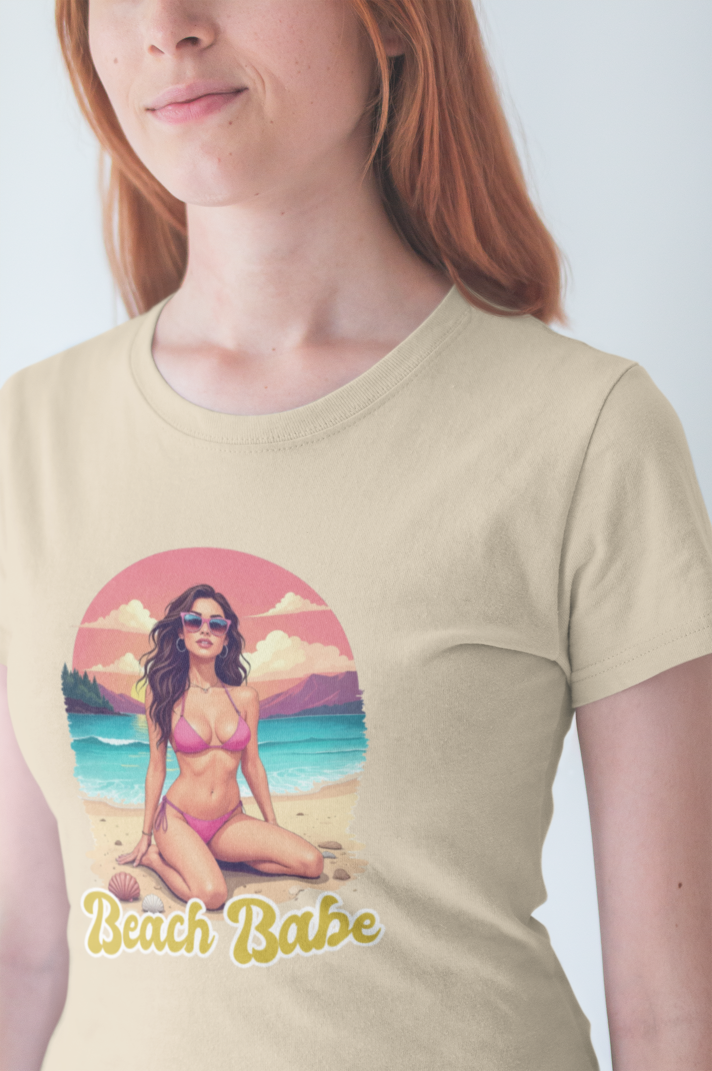 Beach Babe T-Shirt – Stylish Women in Bikini Beach Graphic Tee