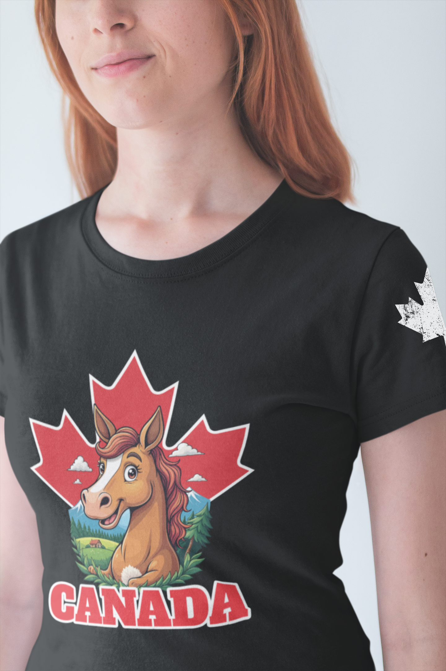 Canada Maple Horse Cartoon T-Shirt