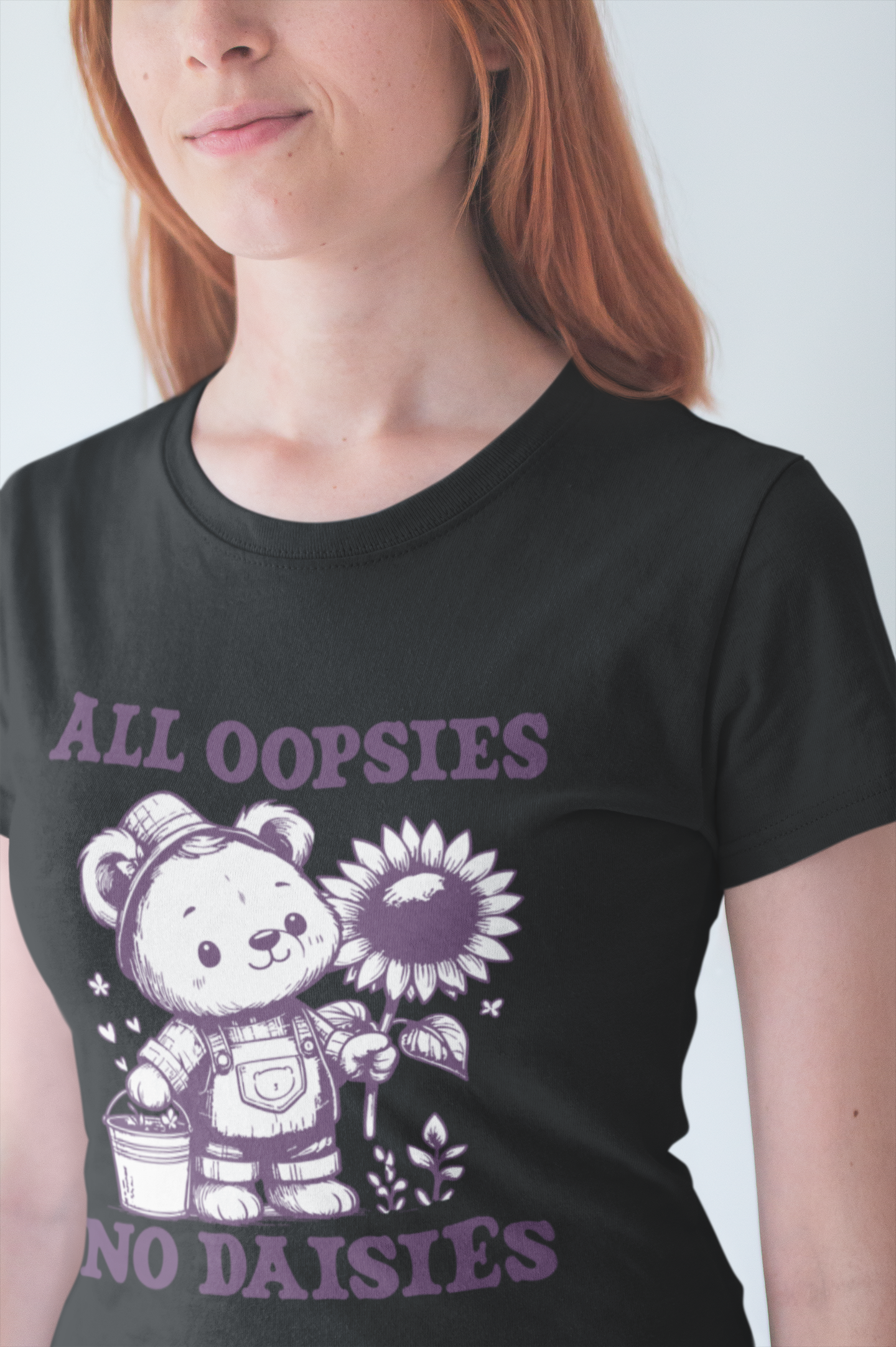 All Oopsies No Daisies T-Shirt – Cute Teddy Bear with Bucket and Flower Graphic
