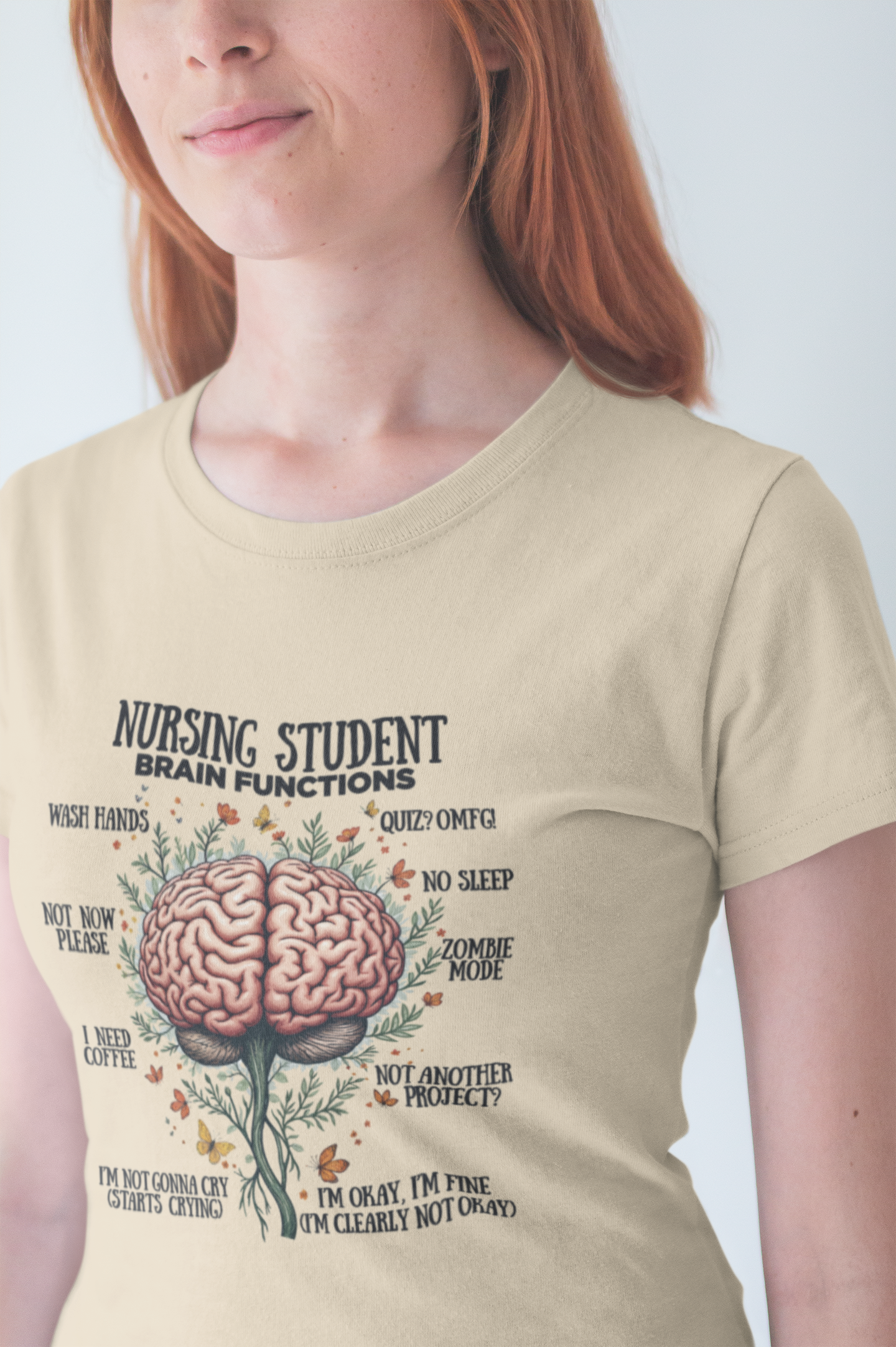 Nursing Student Brain Functions TShirt Coffee No Sleep Zombie Mode