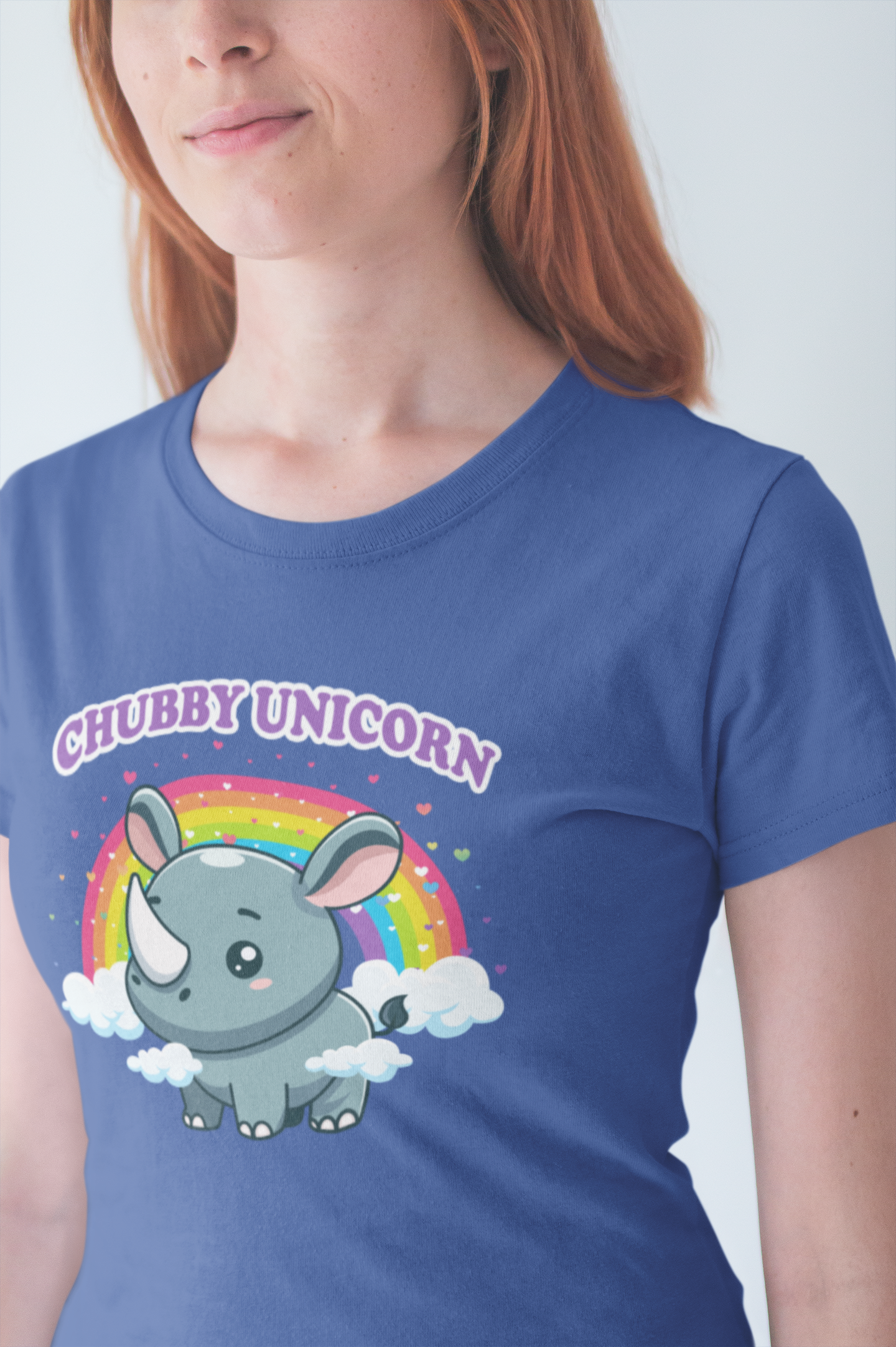 Chubby Unicorn T-Shirt – Cute Cartoon Rhino with Rainbow Graphic Tee
