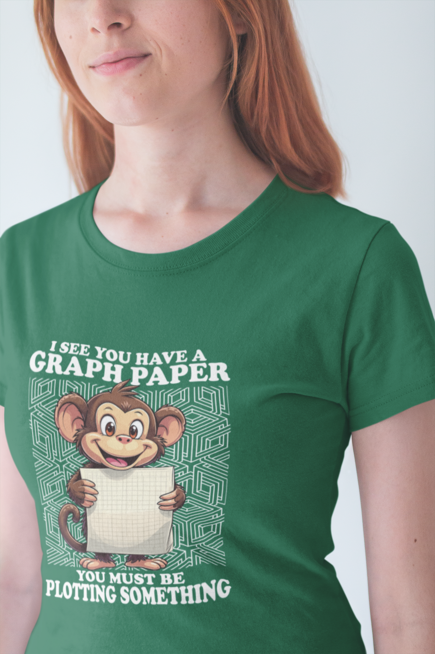 Math Humor Monkey T-Shirt – Plotting Something with Graph Paper