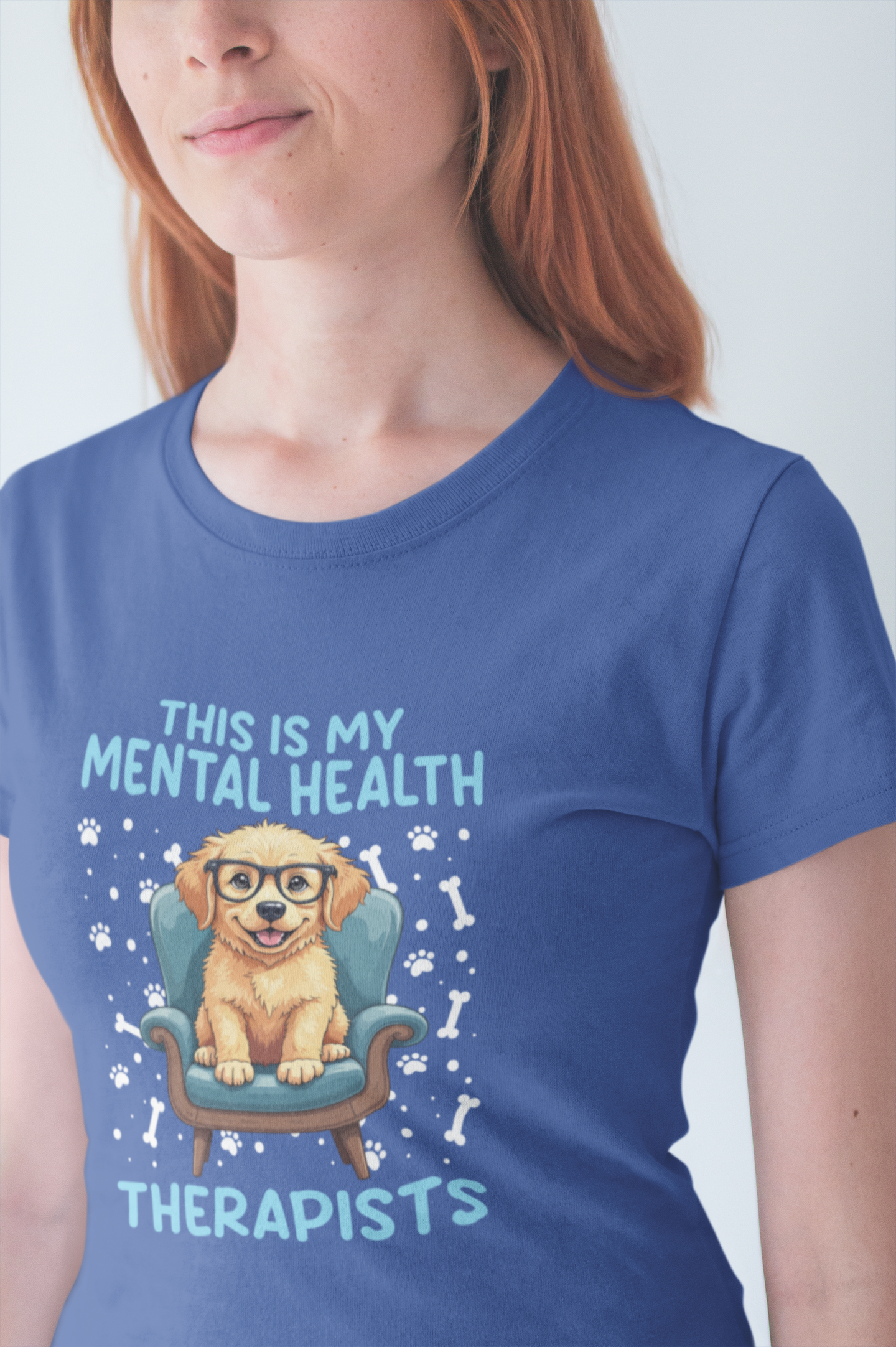 This Is My Mental Health Therapist T-Shirt – Cute Dog on Chair Graphic