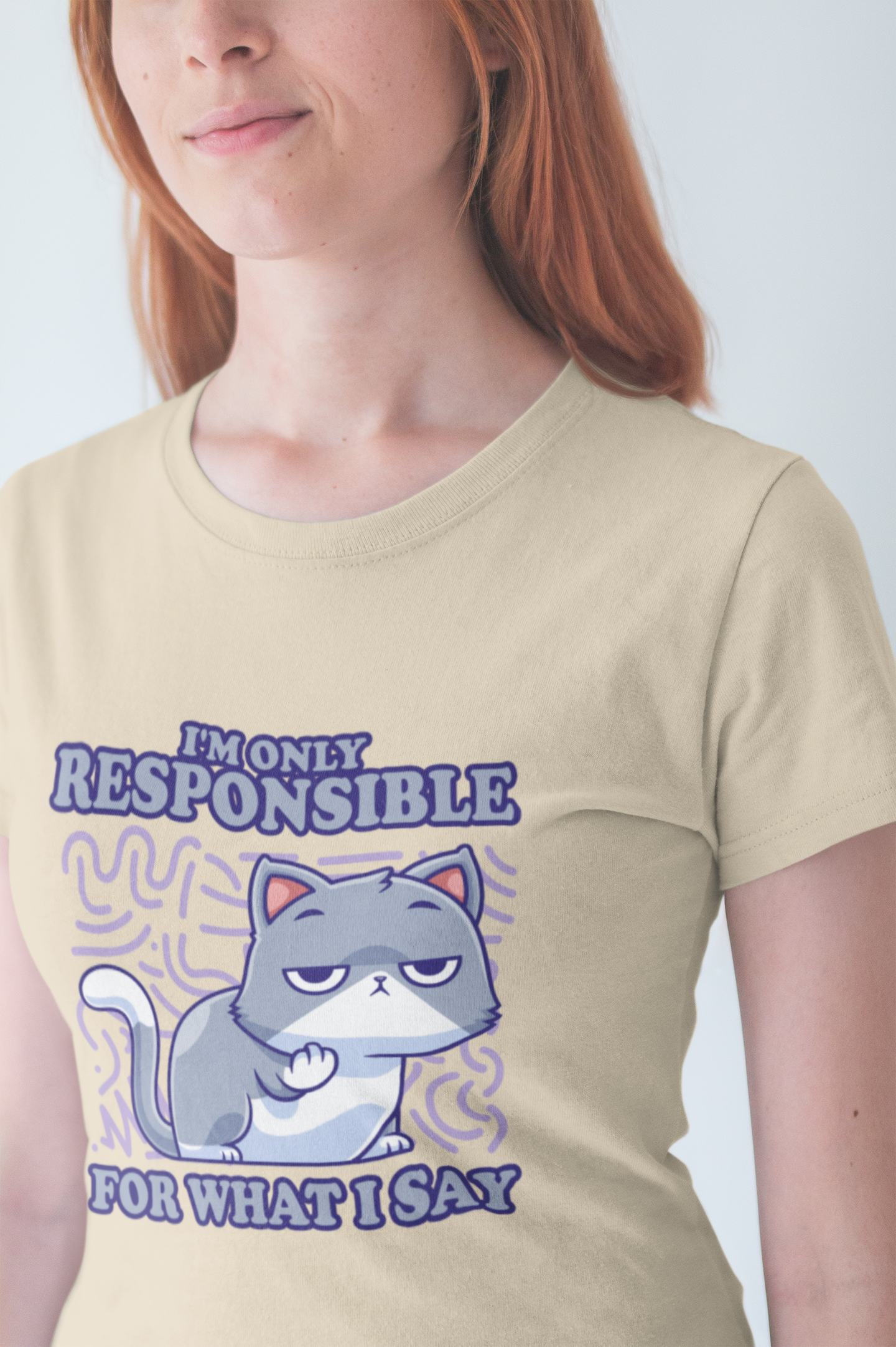 I’m Only Responsible for What I Say T-Shirt – Sassy Cat Waiting Gesture Graphic Tee