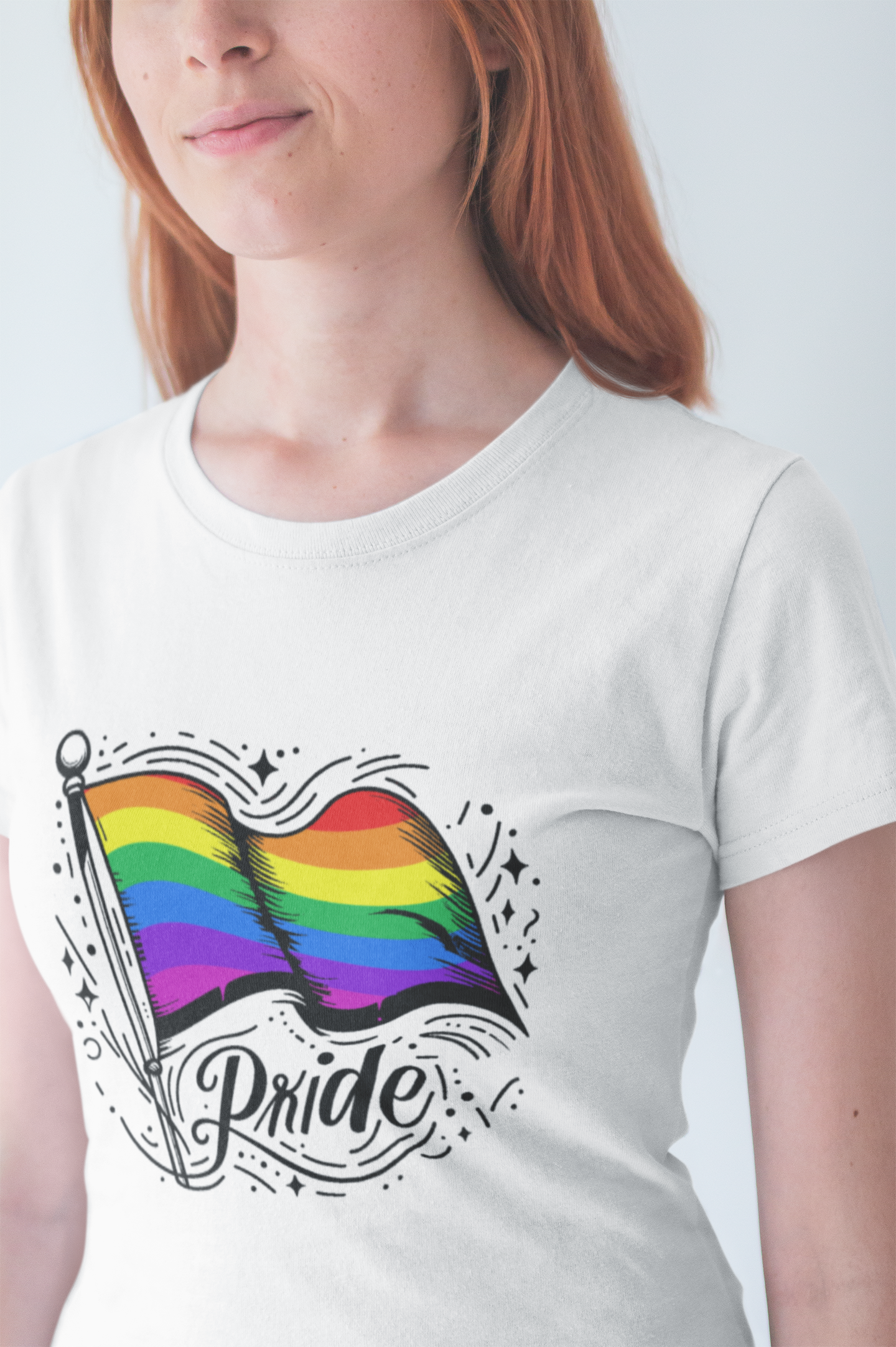 Pride Without Prejudice – Colorful Flag with Lines, Dots & Symbols Graphic T-Shirt