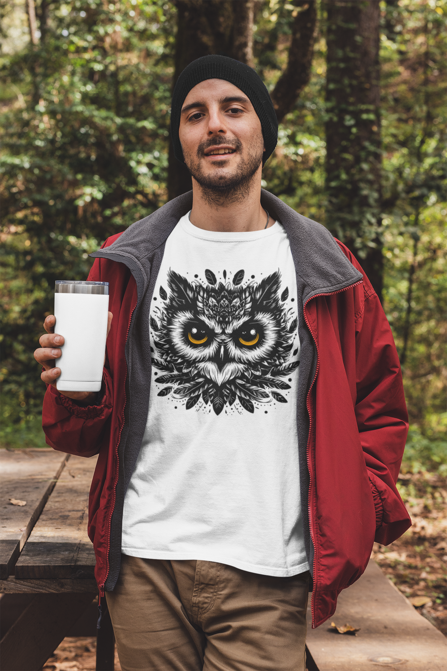 Intense Front-Facing Owl and piercing big yellow eyes Graphic T-Shirt