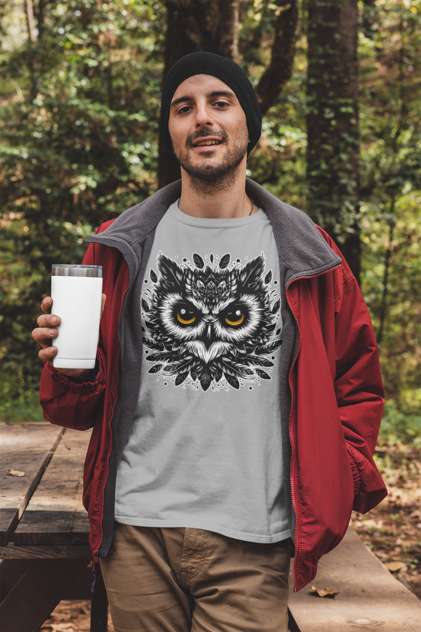 Intense Front-Facing Owl and piercing big yellow eyes Graphic T-Shirt