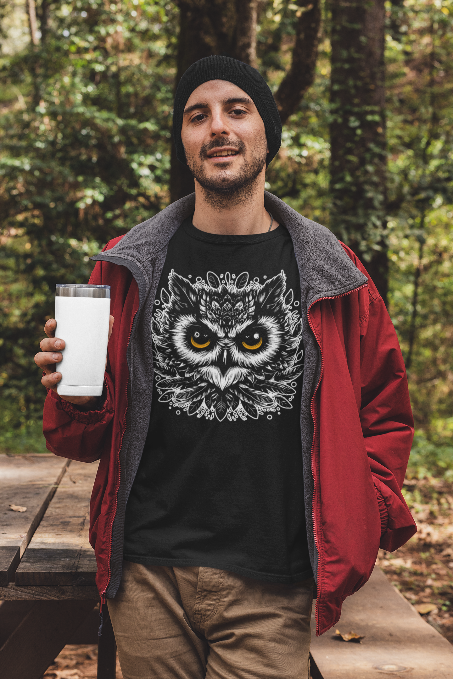 Intense Front-Facing Owl and piercing big yellow eyes Graphic T-Shirt