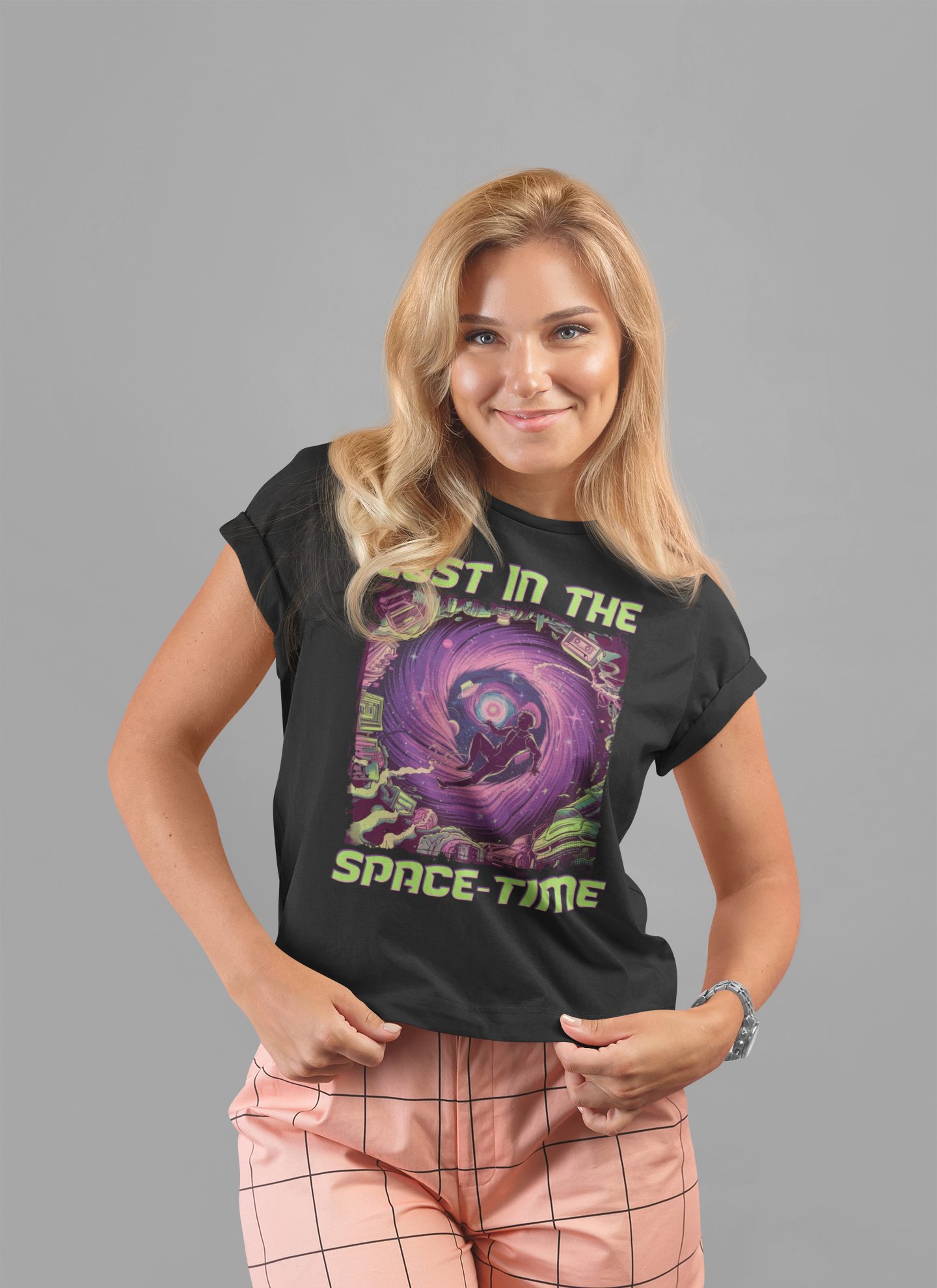 Lost in the Space Time Psychedelic Galaxy Spiral T-Shirt