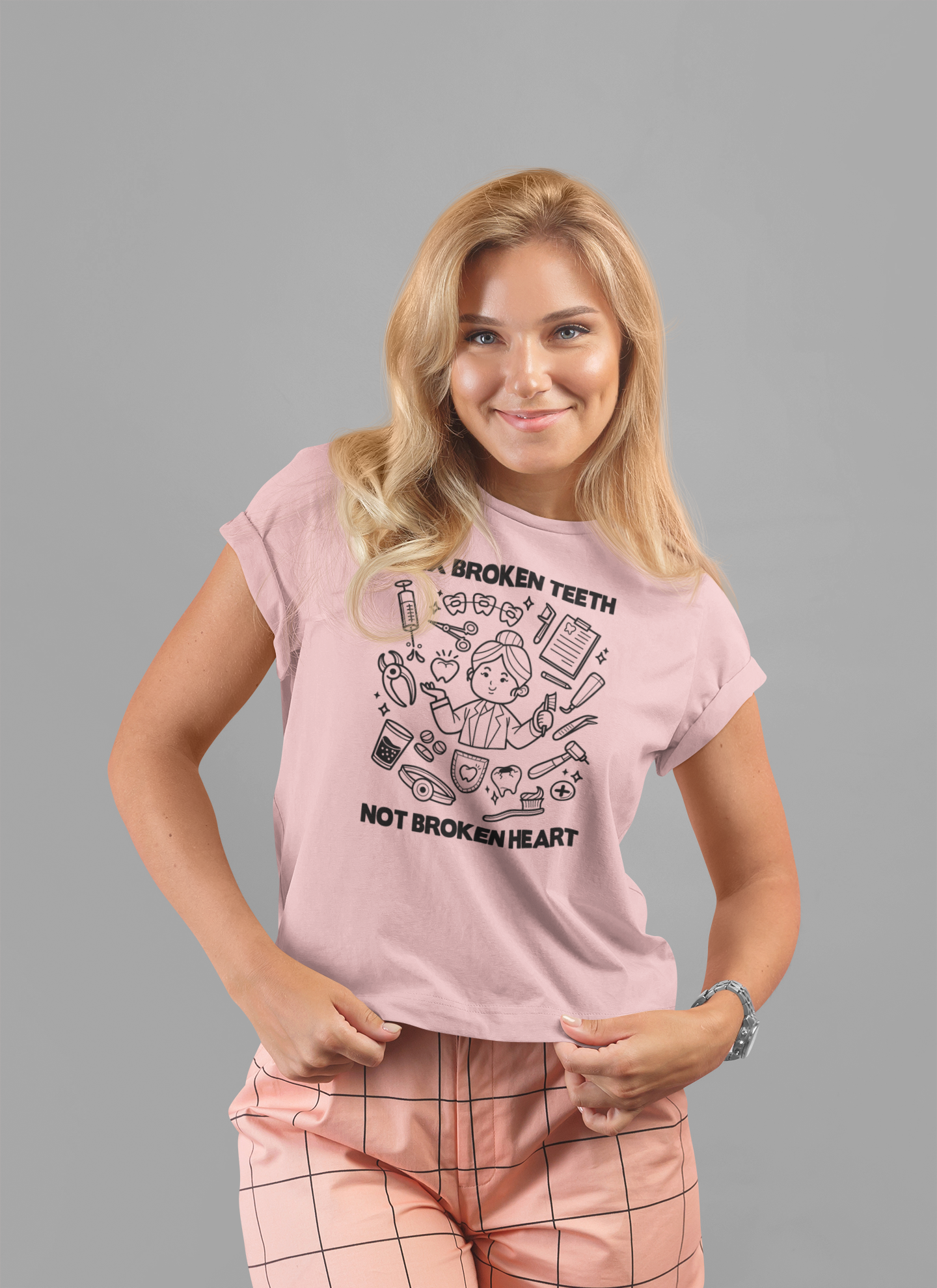 I Fix Broken Teeth Not Broken Heart Dental Doctor T Shirt with Equipment Graphic