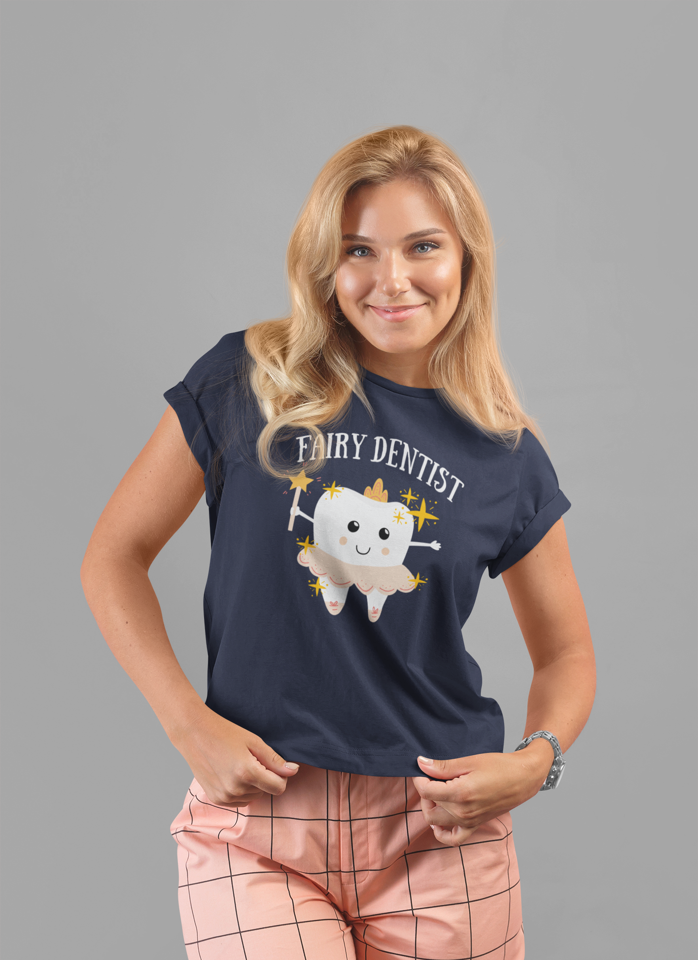 Fairy Dentist T Shirt Large Smiling Tooth with Wand and Fairy Costume