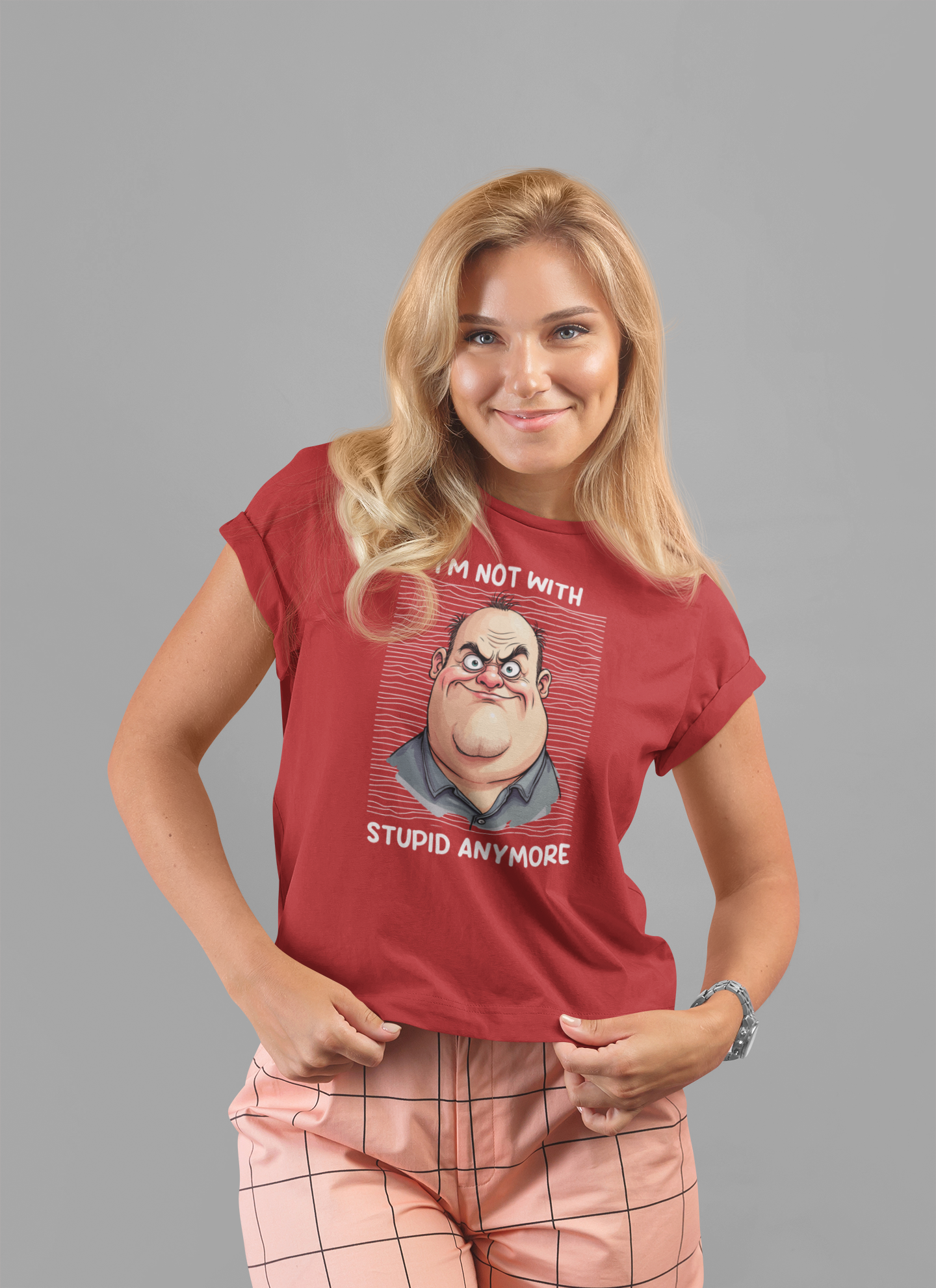 I'm Not With Stupid Anymore Tshirt – Man Simple Smiling Face Graphic