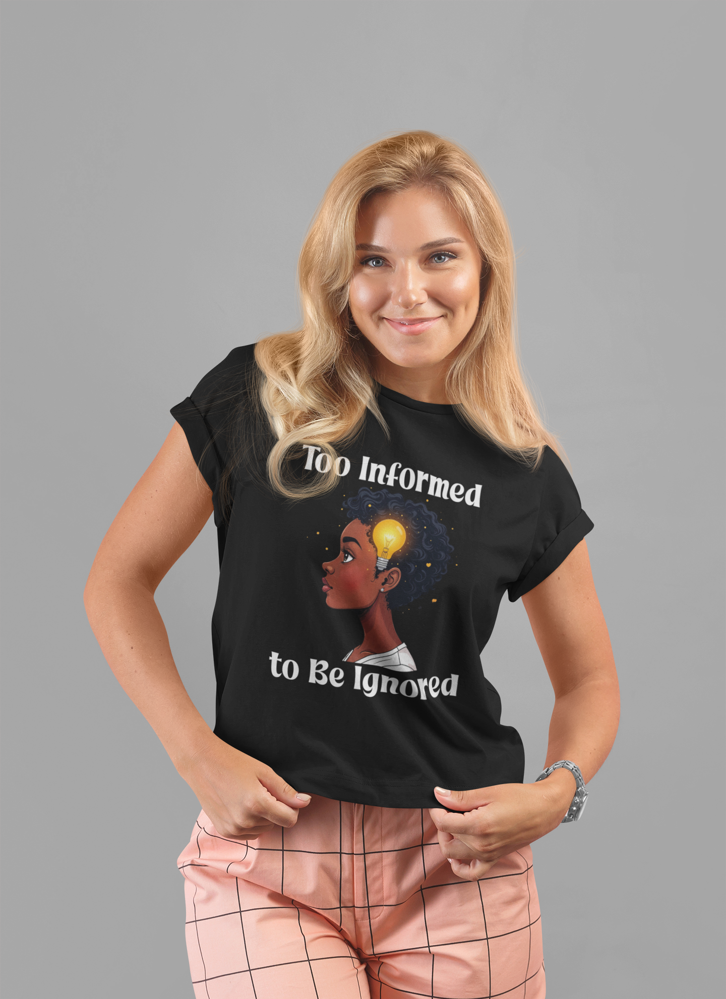 Too Informed to Be Ignored | Illuminated Insight Girl Graphic T-Shirt