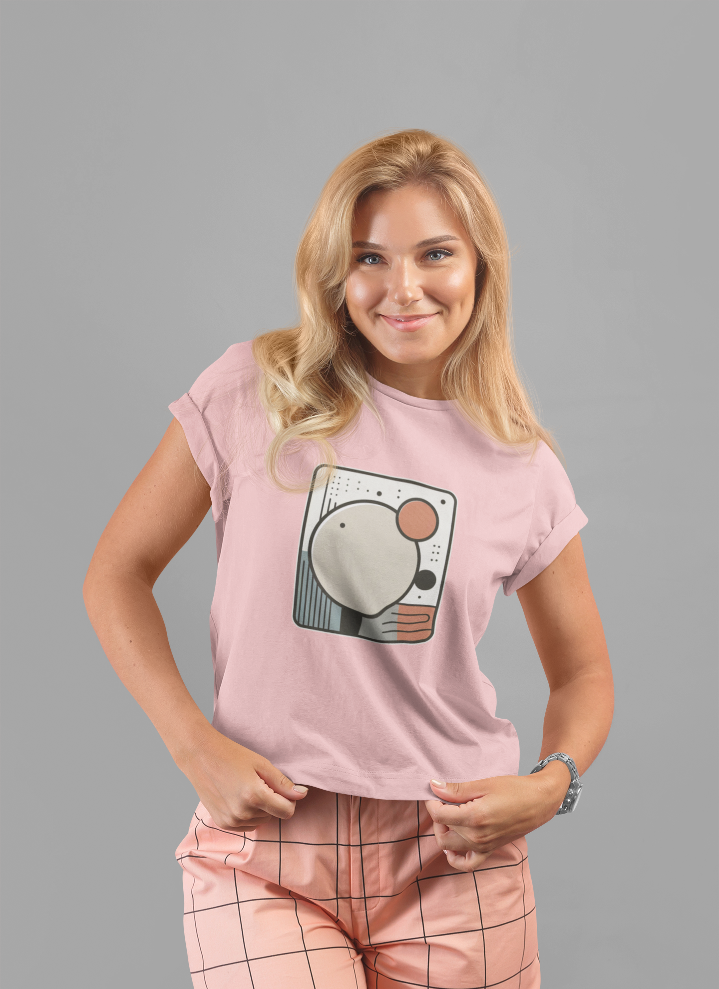 Less Is More Tshirt – Minimalist Geometric Rectangle with Colorful Circles and Lines