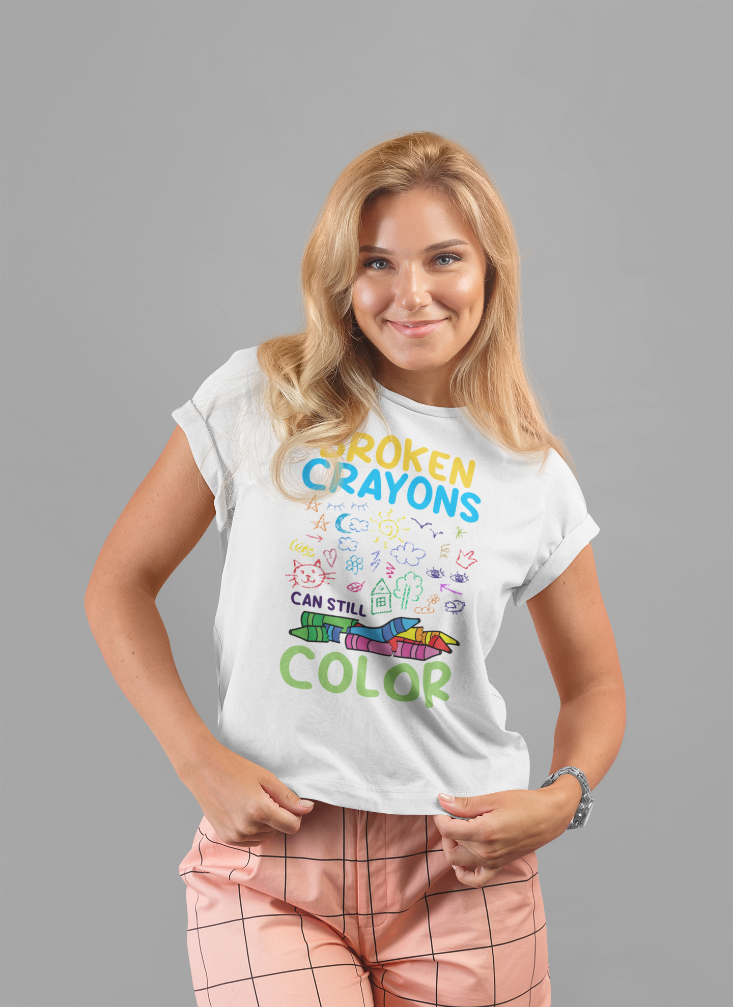 Broken Crayons Can Still Color  Graphic Statement Tee for Healing, Redemption, and Finding Beauty in the Mess and Imperfect