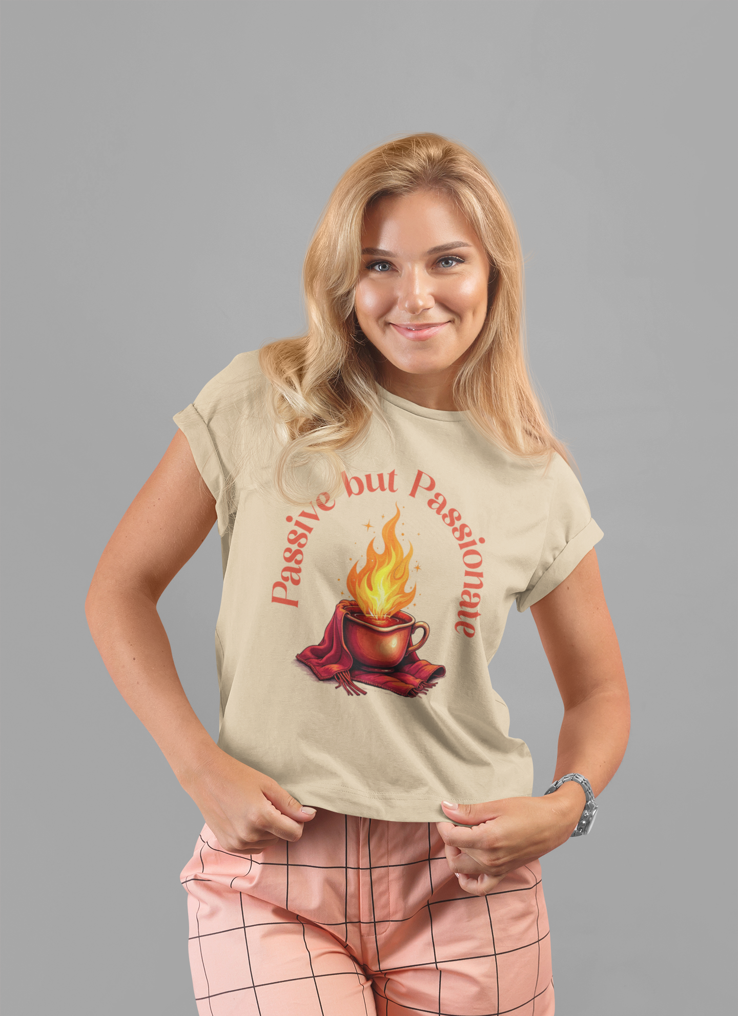 Passive But Passionate – Fiery Cup Graphic T-Shirt
