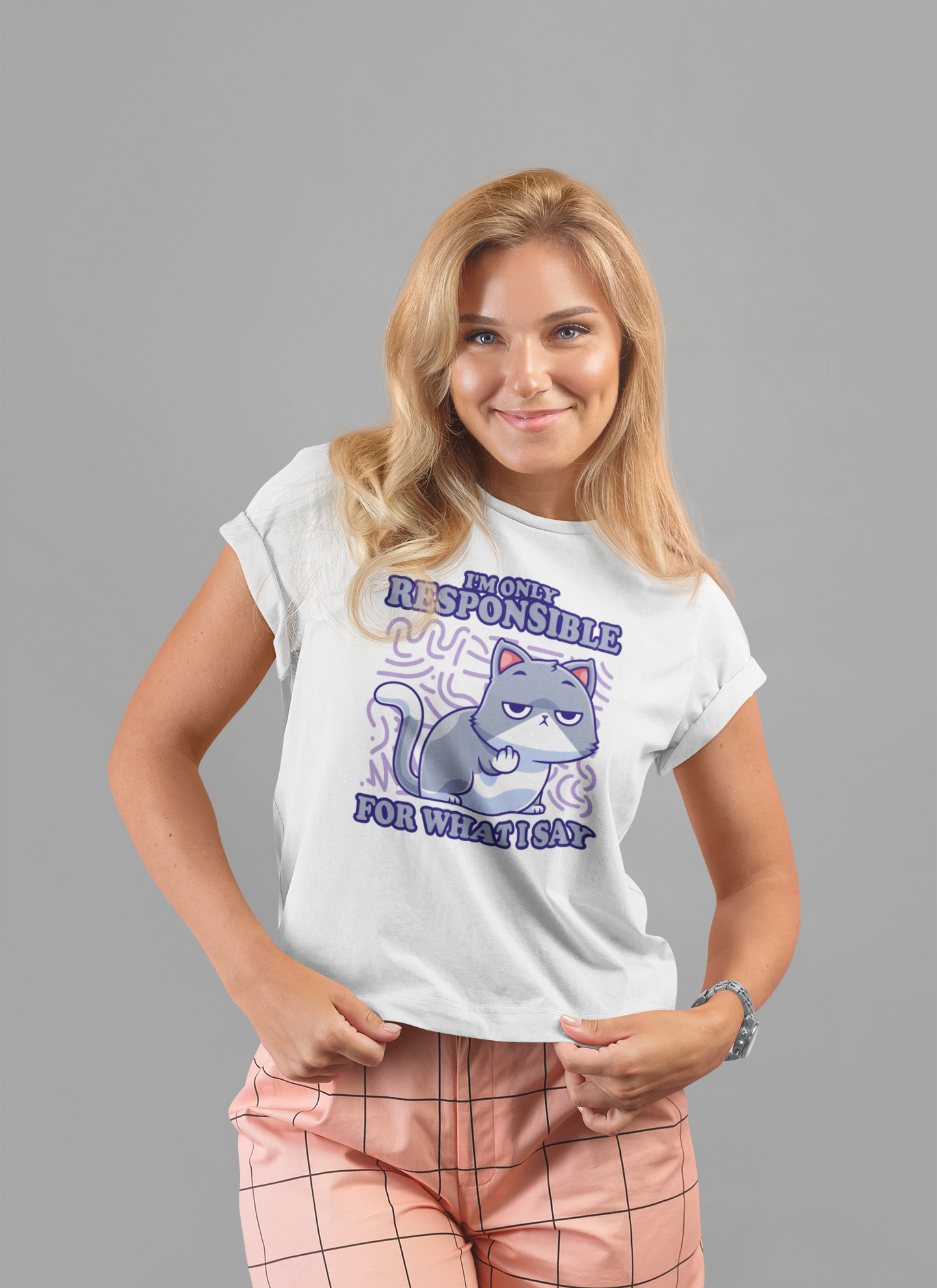 I’m Only Responsible for What I Say T-Shirt – Sassy Cat Waiting Gesture Graphic Tee