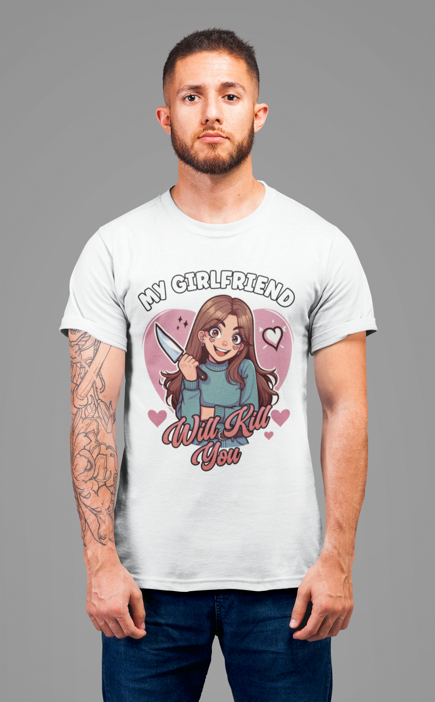 My Girlfriend Will Kill You Shirt, Protective Boyfriend Tee, Funny Relationship T Shirt, Jealousy Humor Graphic, Bold Love Statement Top