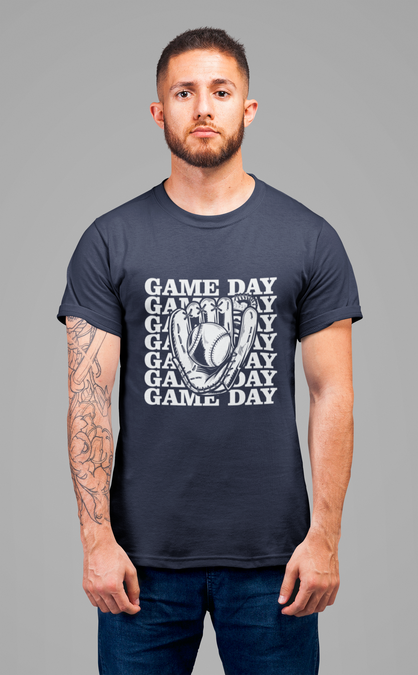 Baseball tshirt - Game Day Baseball Tshirt Baseball Glove and Ball Graphic with Large Game Day Text Background