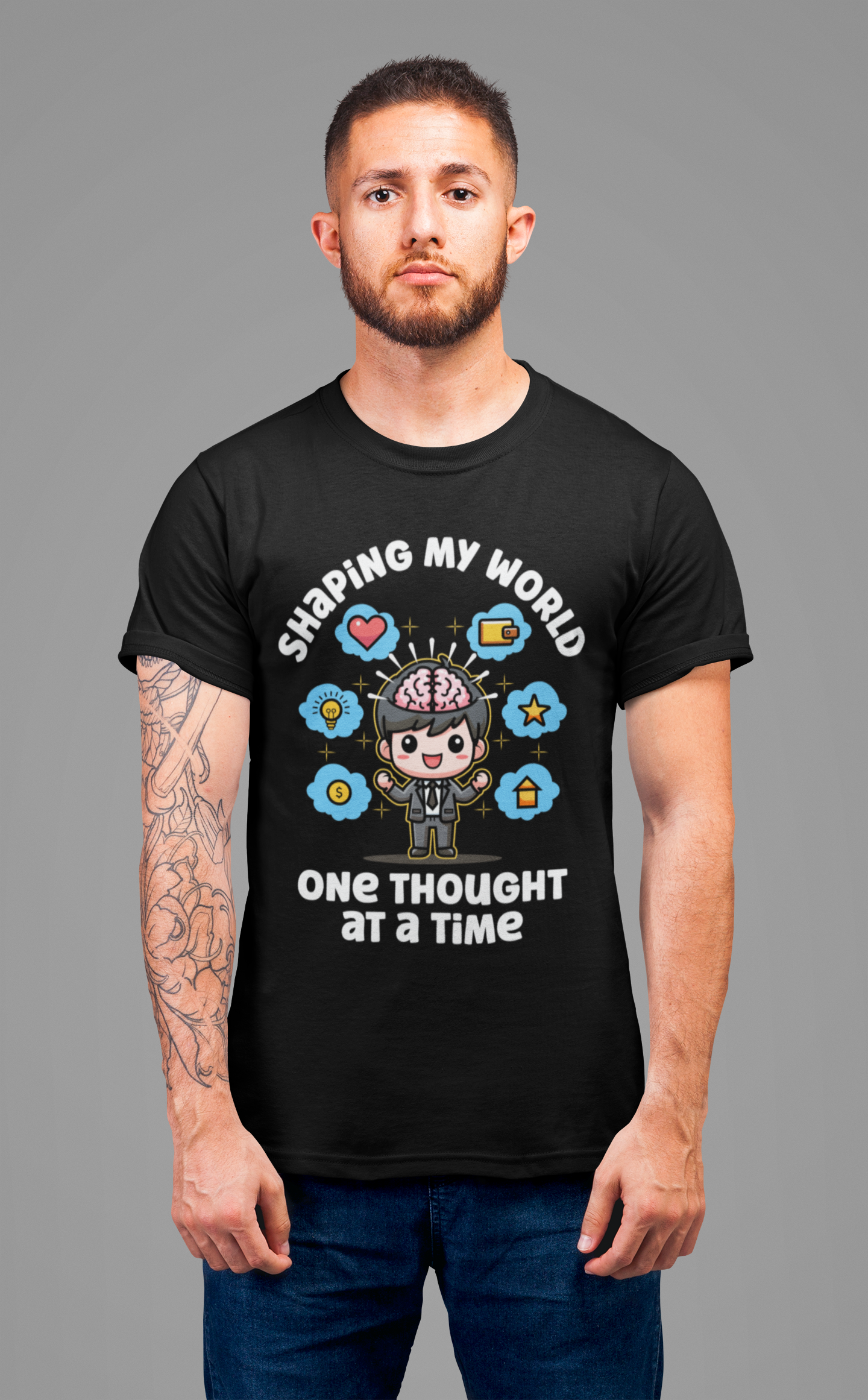 My Thoughts Create My Reality Shirt, Anime Brainstorm Manifestation Tee, Mental Power Graphic T Shirt, Law Of Attraction Apparel, Visual Mindset Top