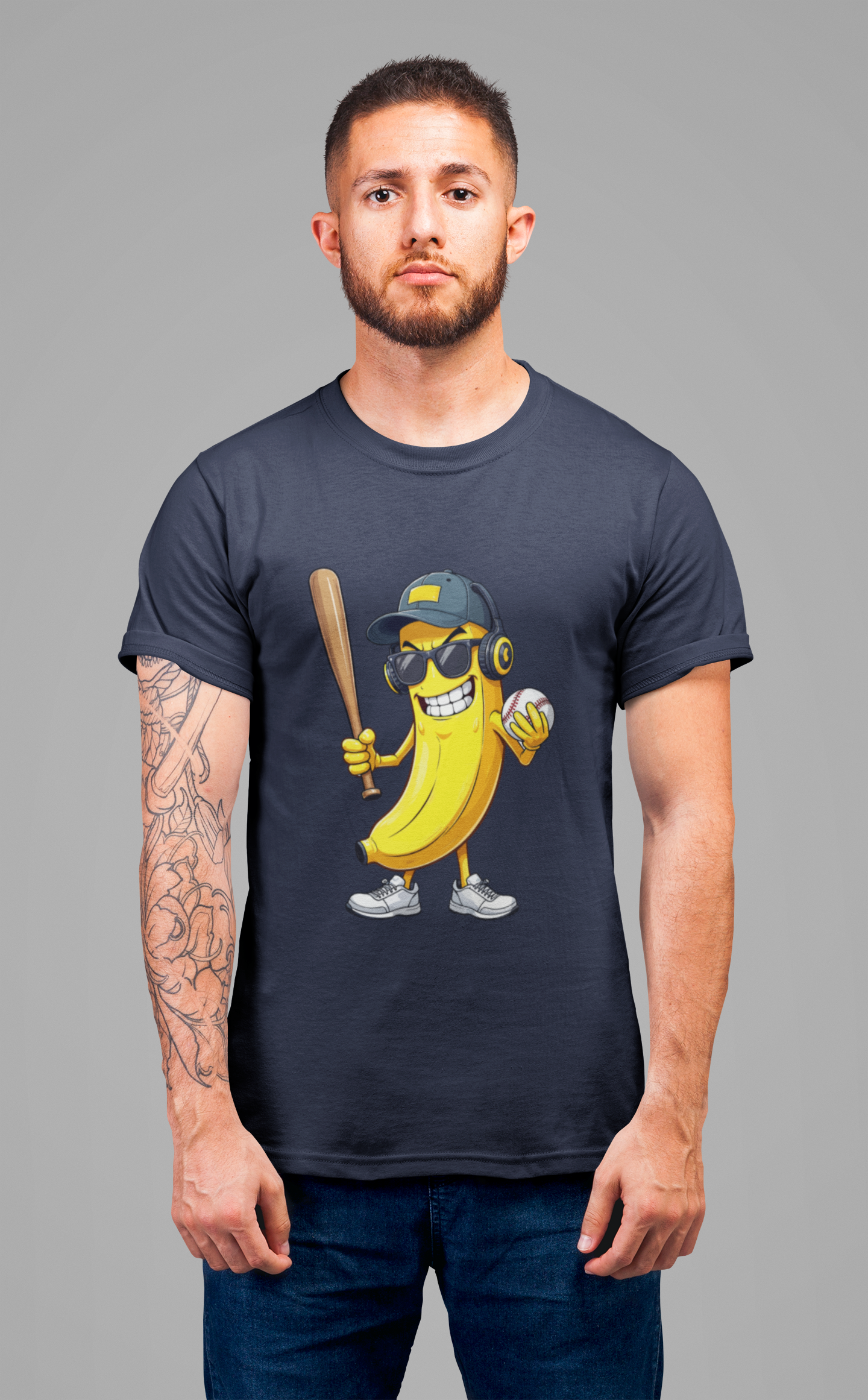 Banana Baseball Aggressive Mascot Tshirt Cool Fruit Sports Character