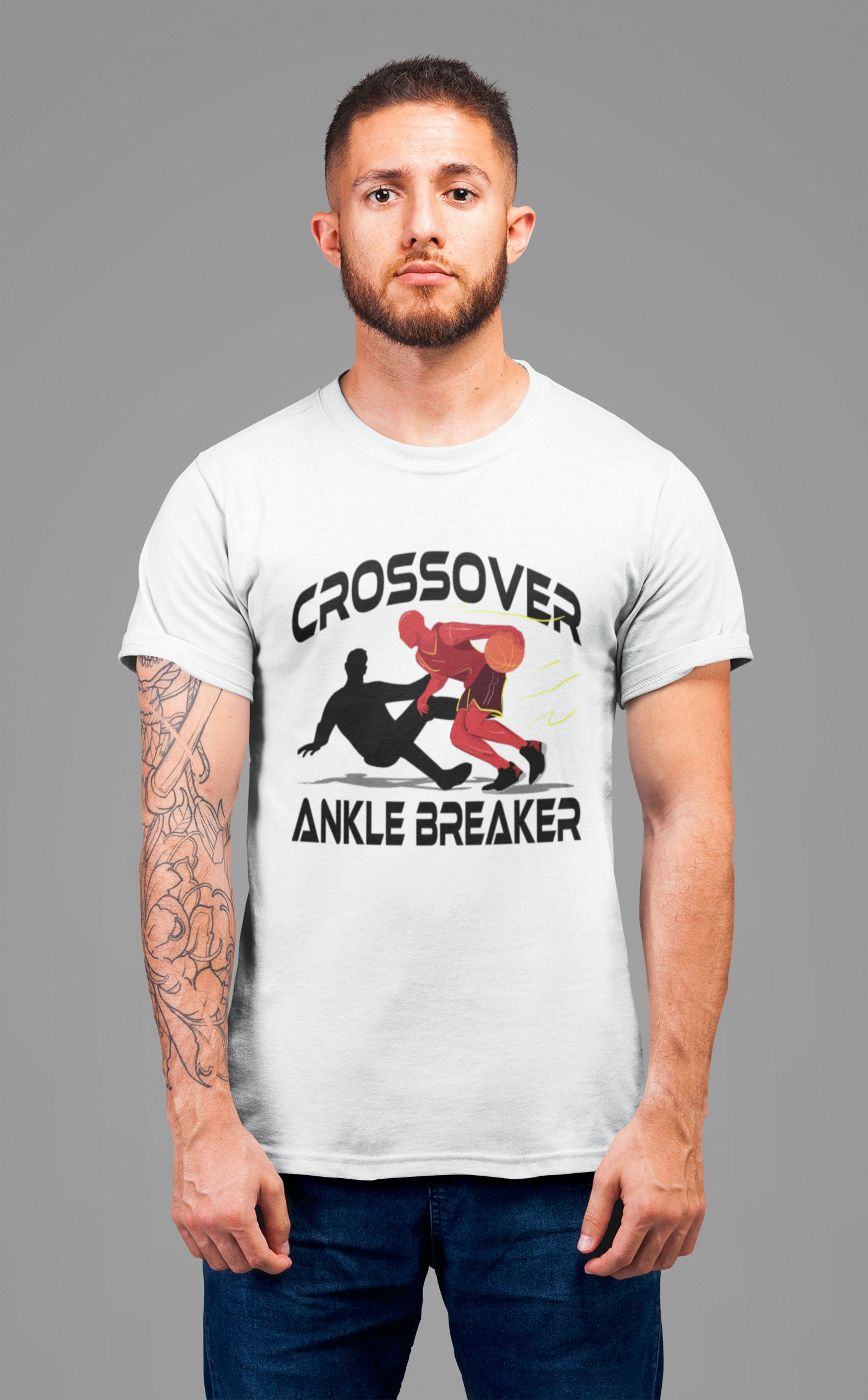 Crossover Ankle Breaker Shirt, Basketball Motion Graphic Tee, Fast Break Dribble T Shirt, Sports Highlight Apparel, Court Domination Top
