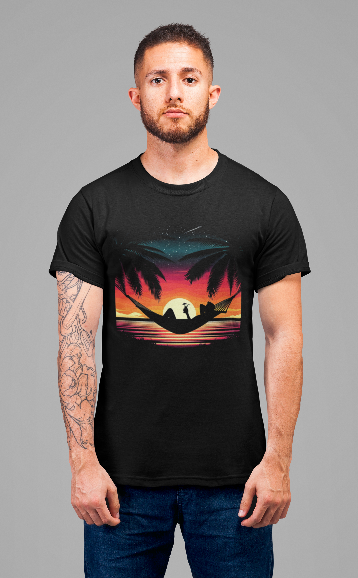 Sunset State of Mind - Tropical Hammock Chill Vibes T-Shirt