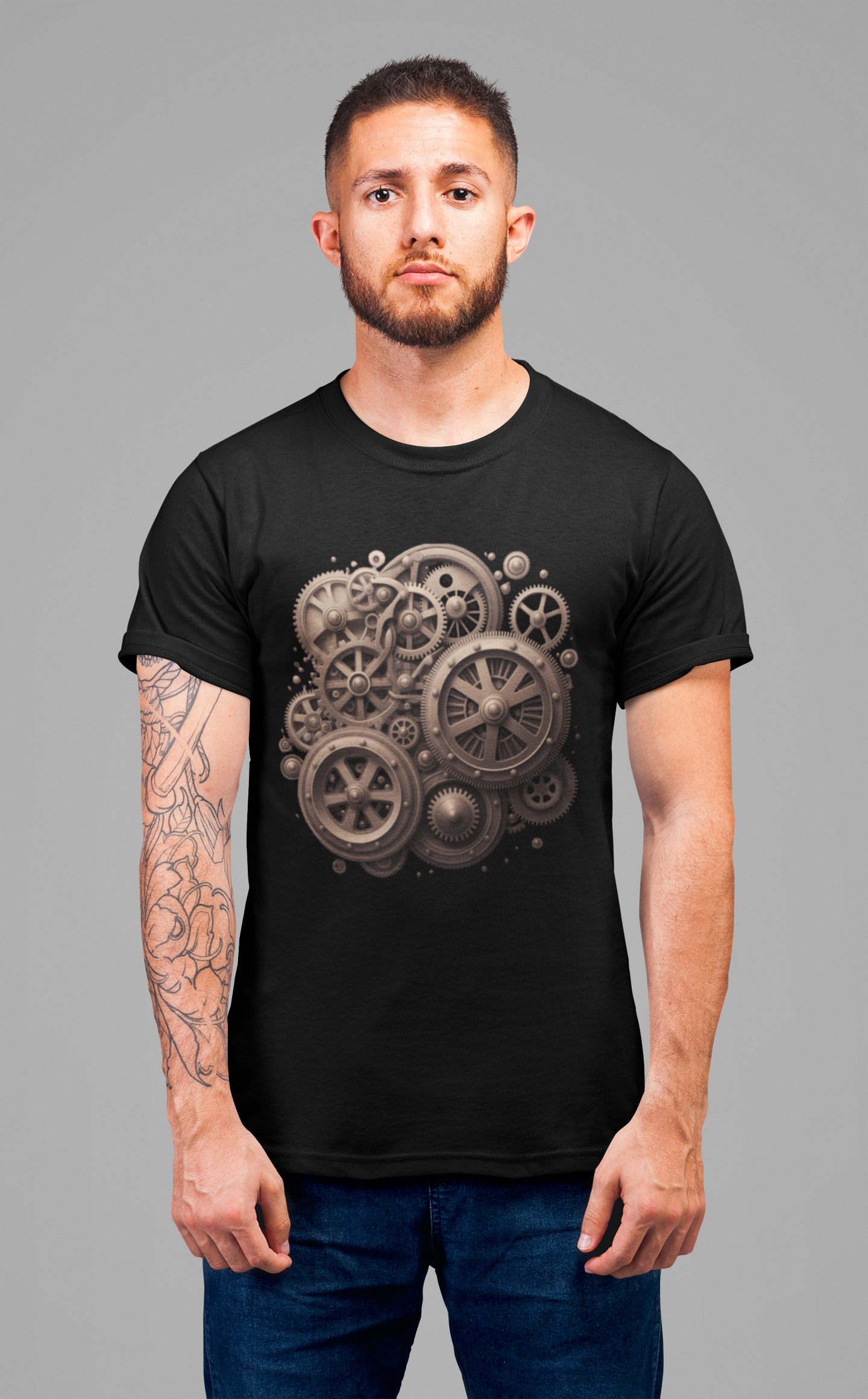 The Age of Machines Tshirt – Interconnected Gear Wheels Graphic