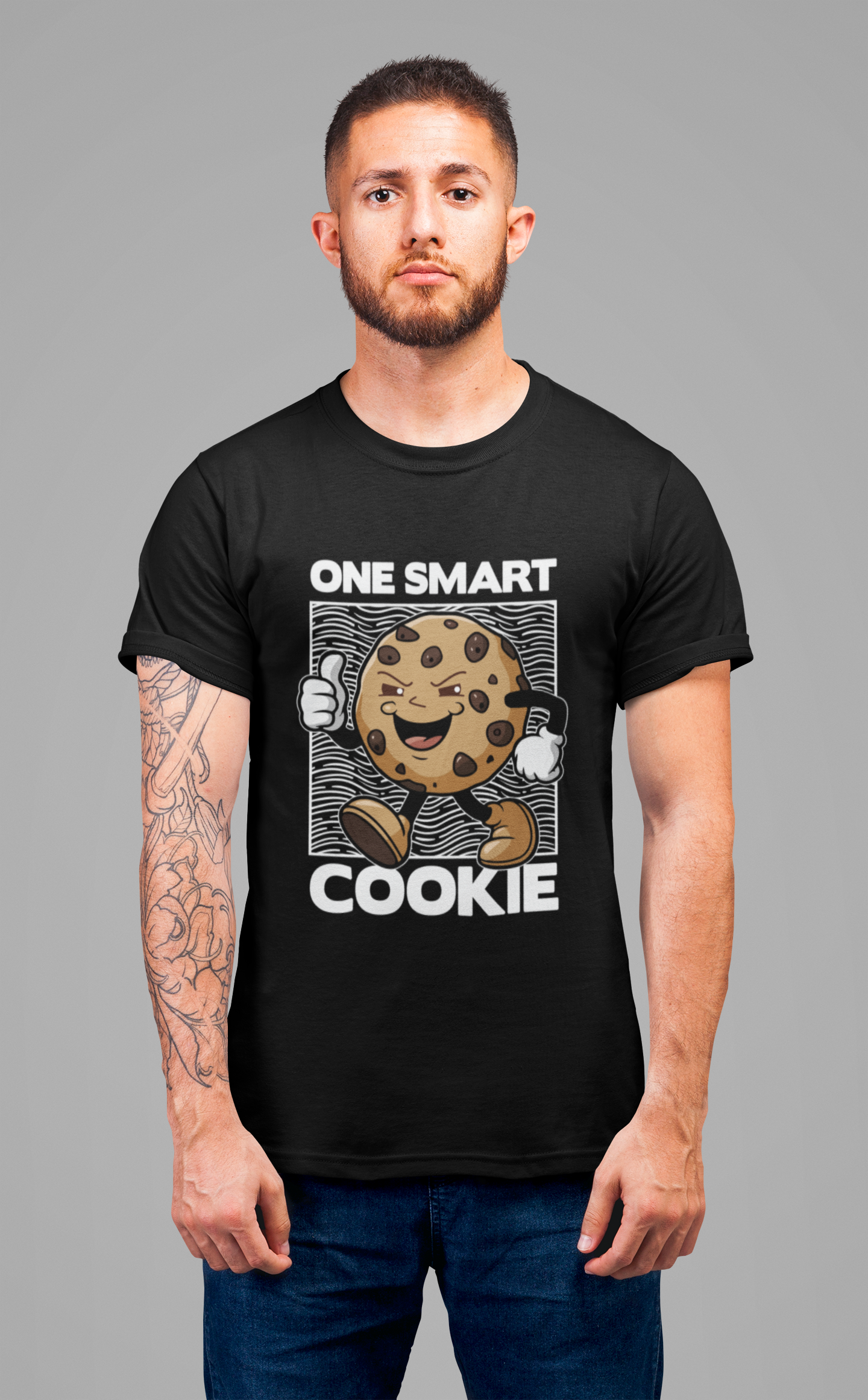 One Smart Cookie Tshirt – Happy Smiling Cookie Walking with Thumbs Up Graphic