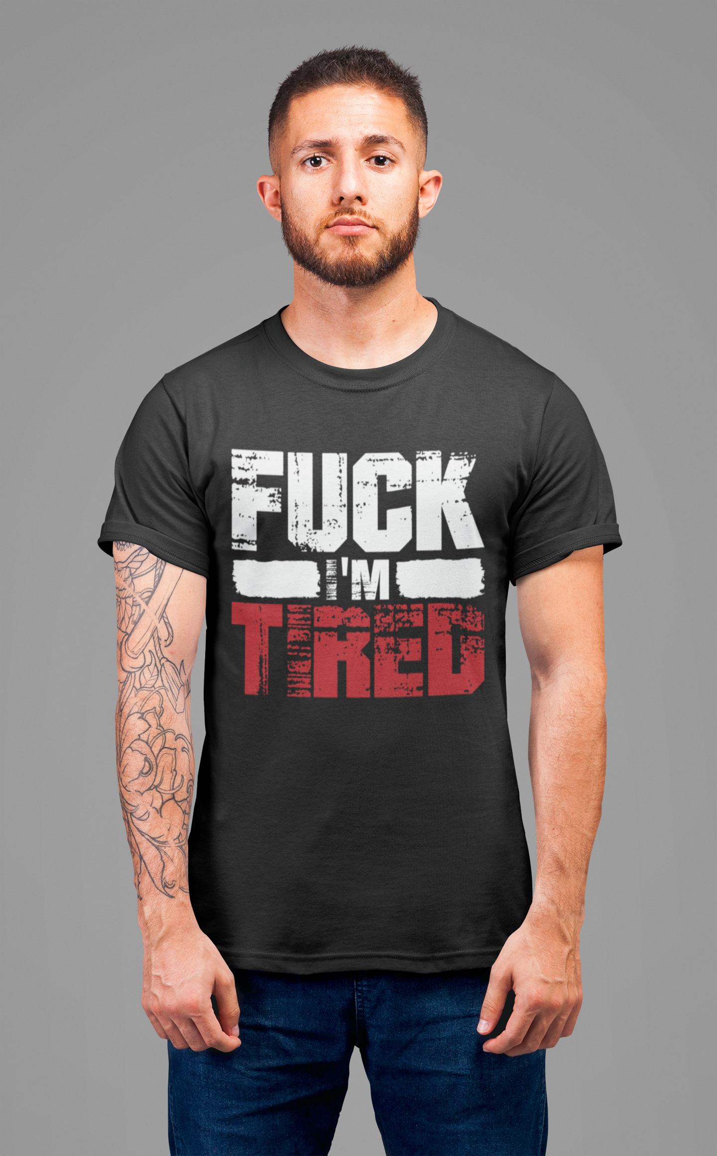 Fu*k I'm Tired Shirt, Funny Exhausted Gym Tee, Slang FIT Workout T Shirt, Relatable Fitness Humor Apparel, Sarcastic Gym Mood Top