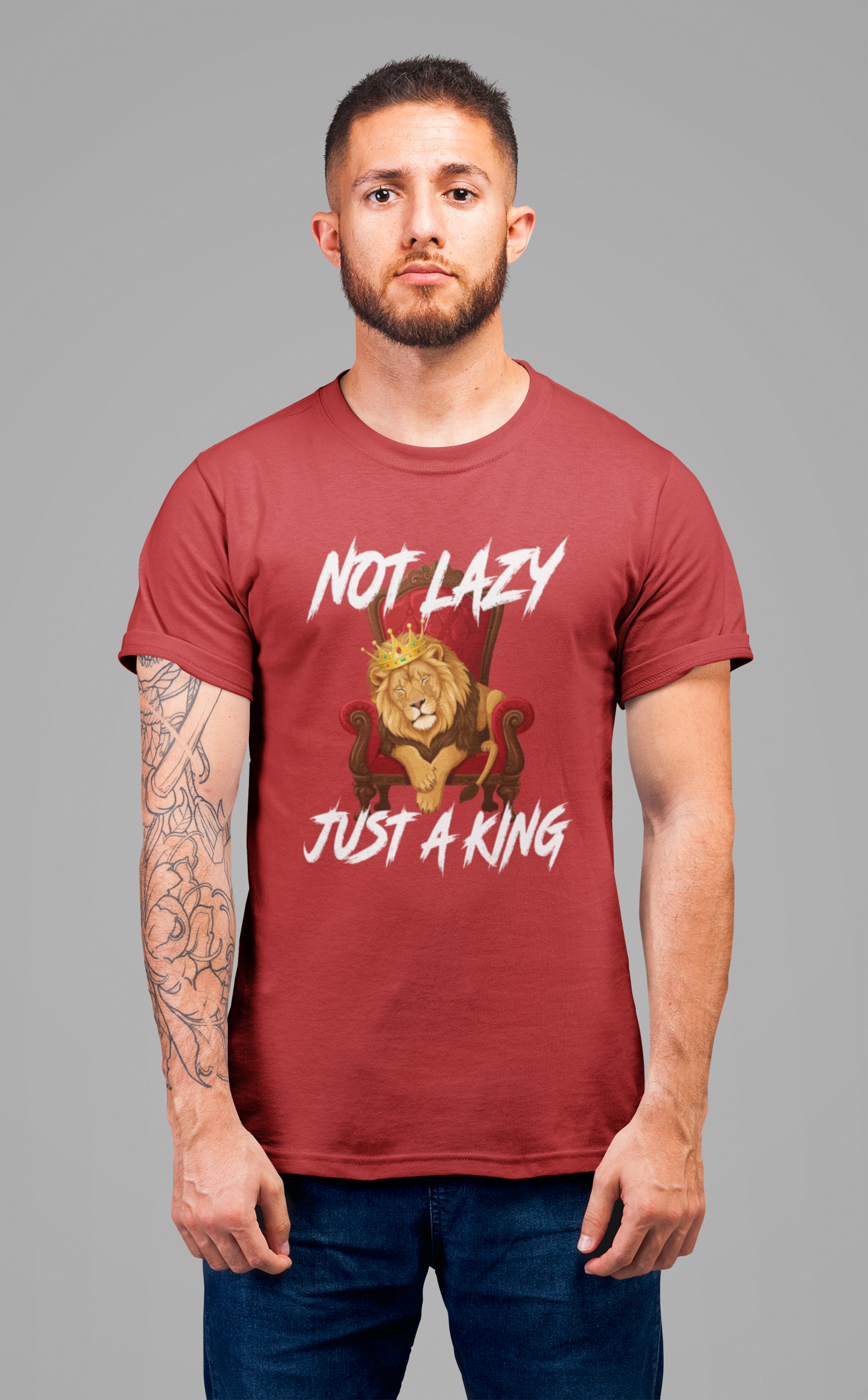 Not Lazy Just a King Energy Saving Mode Tee, Lion Chill Shirt, Funny Royal Mood Graphic Tee, Rest with Power Top