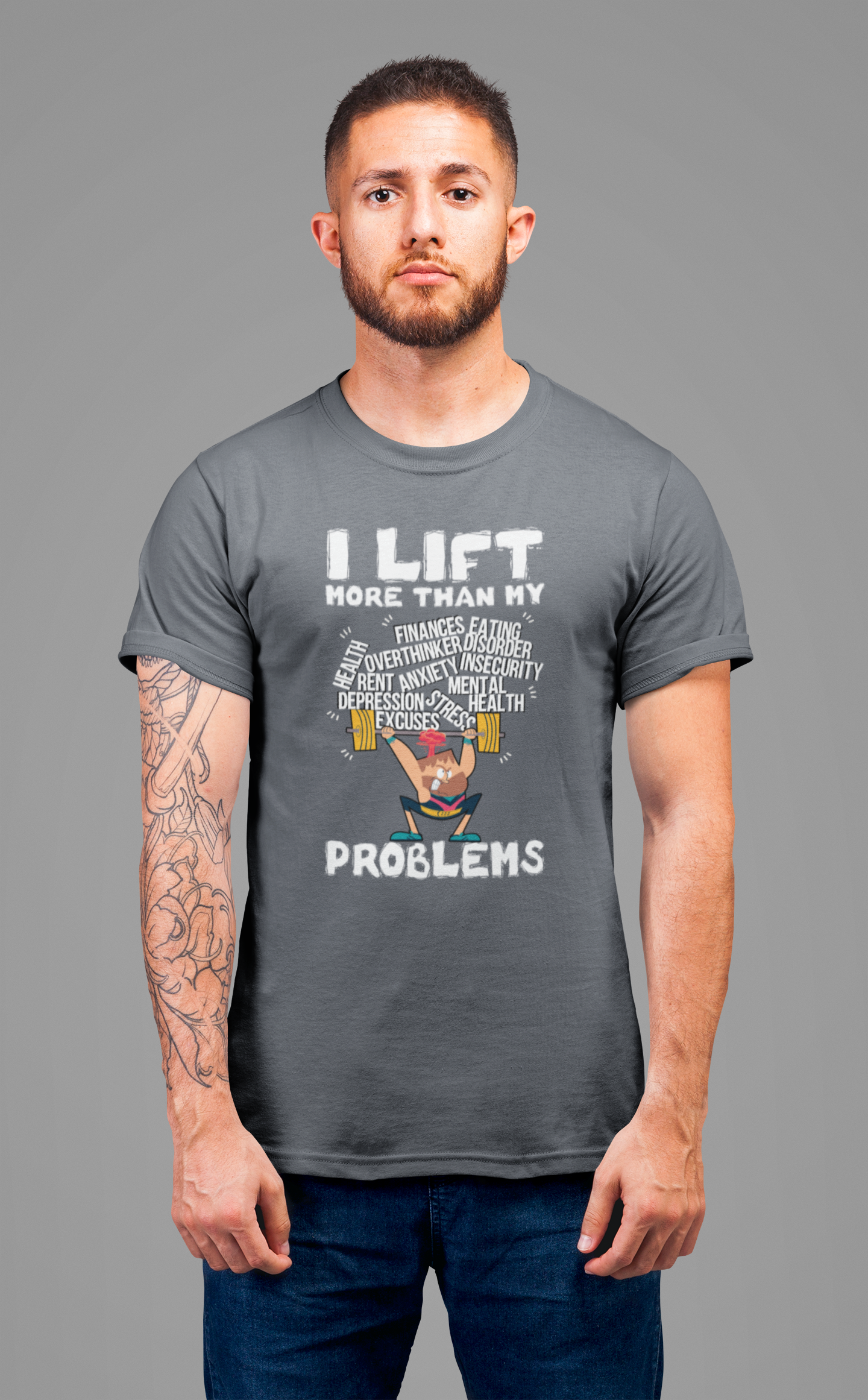 I Lift More Than My Problems Shirt, Funny Gym Quote Tee, Motivational Fitness T Shirt, Workout Humor Apparel, Strong Mind Strong Body Top