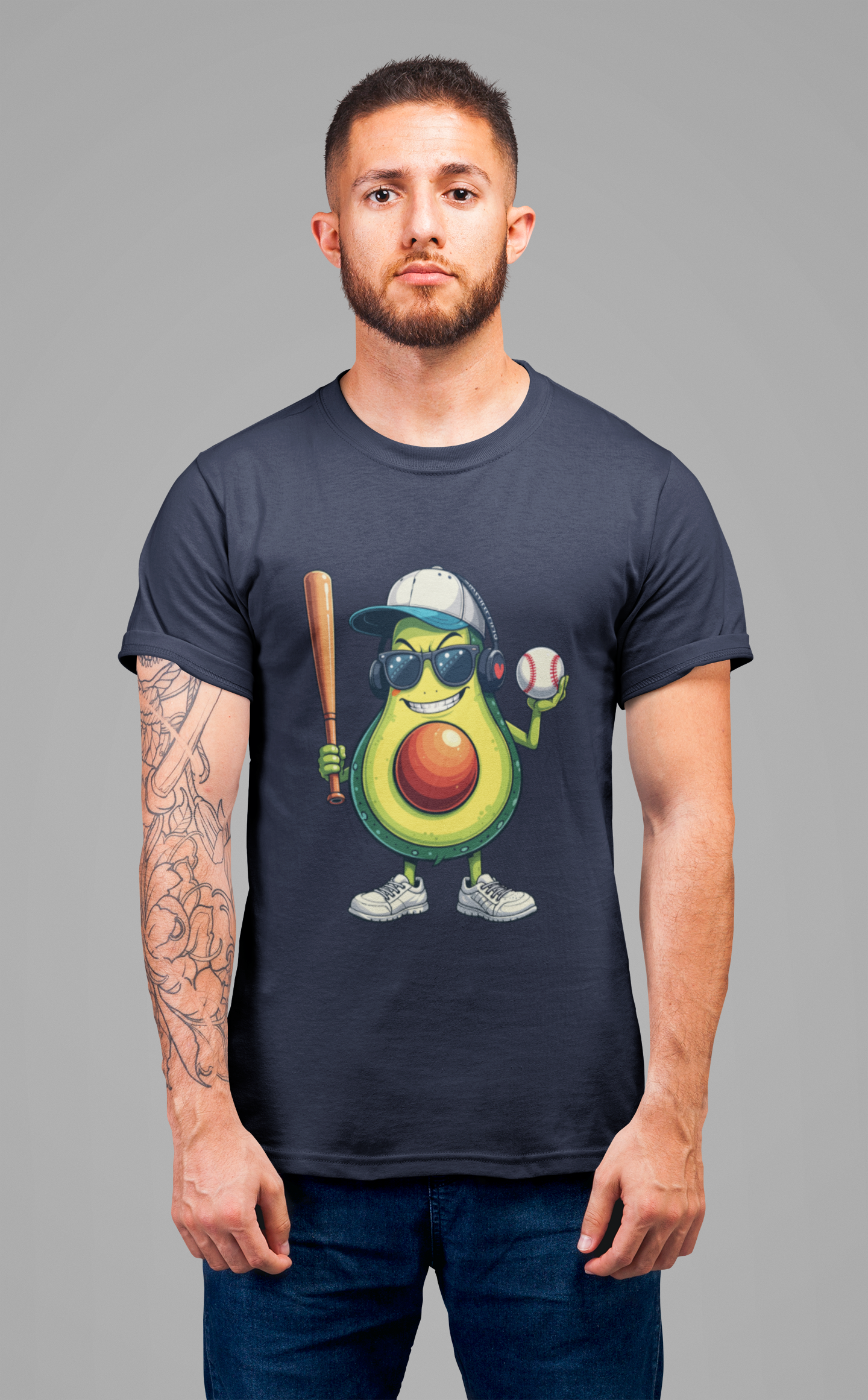 Aggressive Avocado Baseball Mascot Tshirt Bold Sports Fruit Character Design