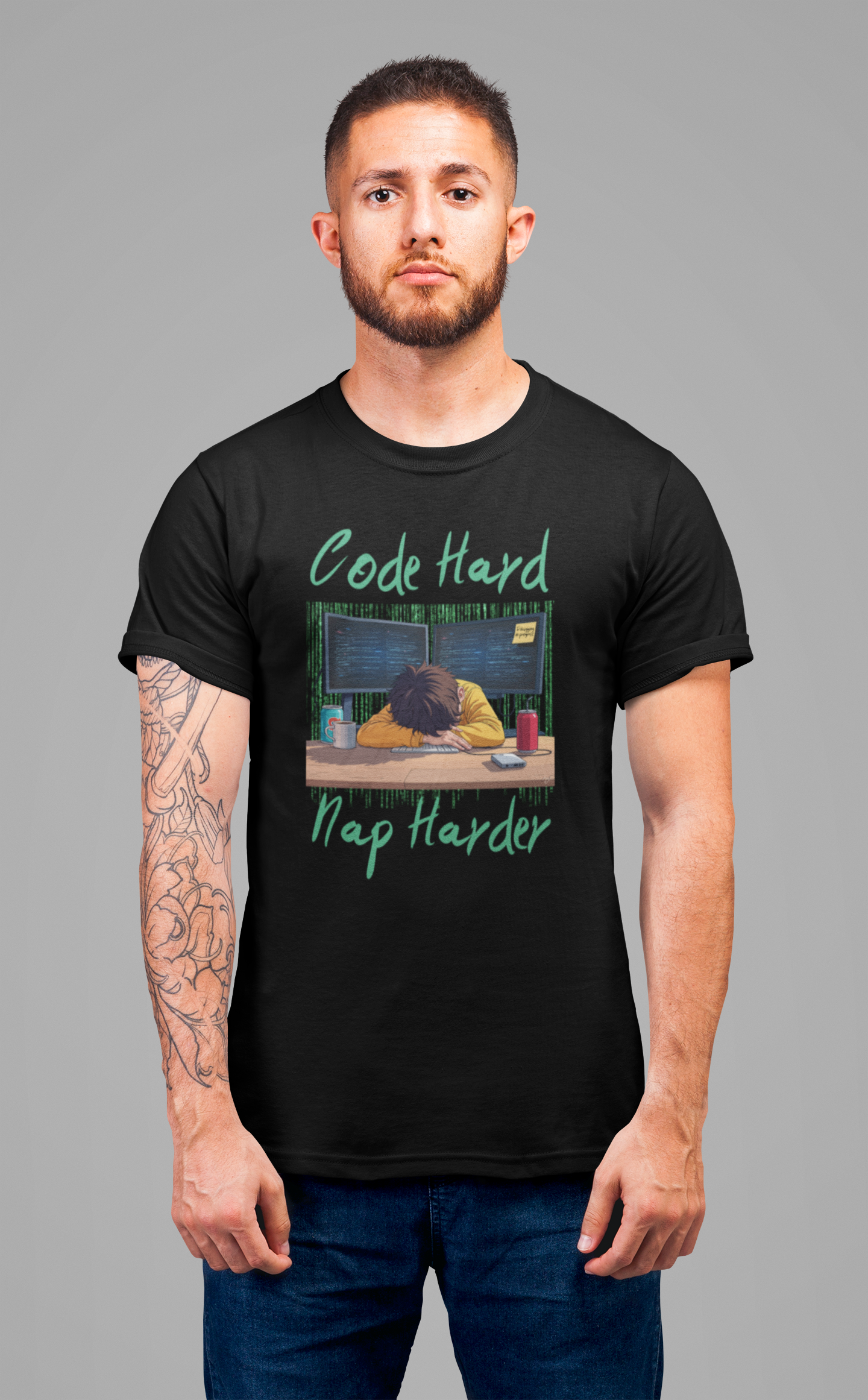 Code Hard Nap Harder Tee, Developer Sleep Shirt, Programmer Humor Top, Tech Life Graphic Tee, Sleep is Debugging Gift