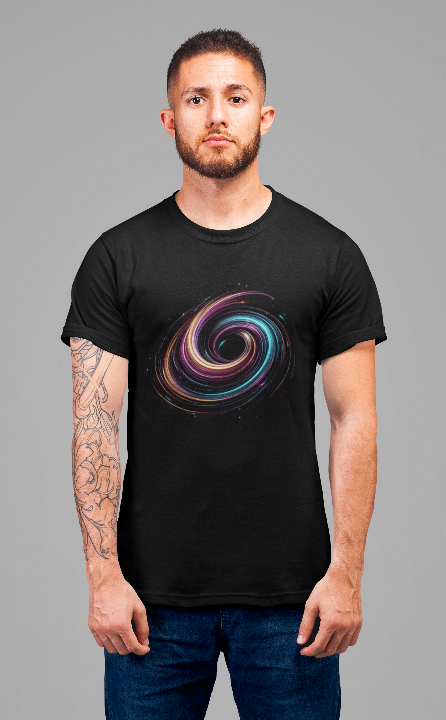 Neon Swirls – Vibrant Abstract Glow Graphic T-Shirt
