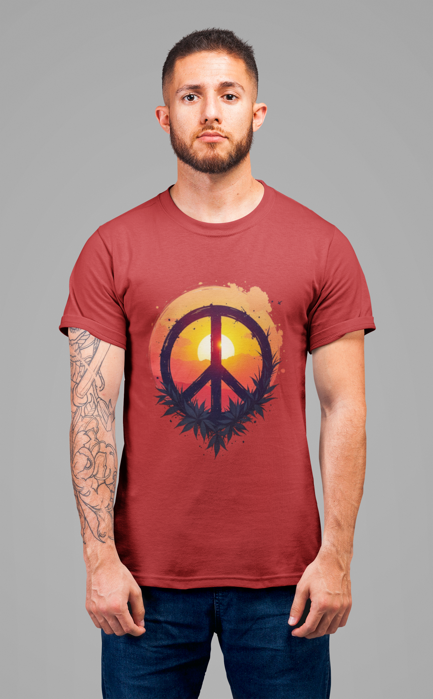 Peace Sunset T-Shirt – Retro Peace Sign and Nature Graphic Tee
