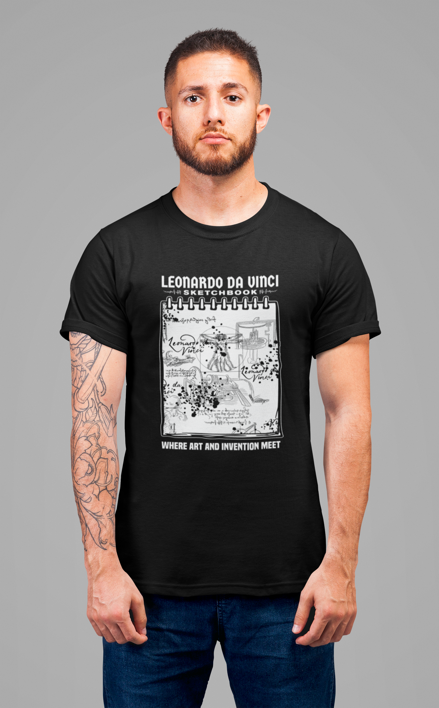 Leonardo’s Sketchbook Tee, Inventor Tribute Shirt, Renaissance Genius Graphic, Art History Top, Creativity Inspired Gift
