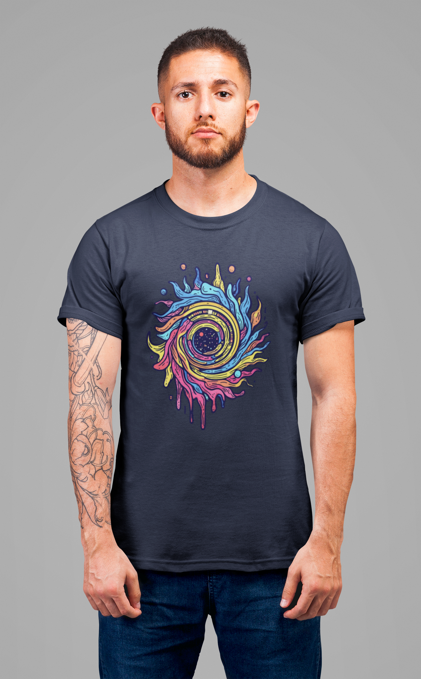 Colorful Sonic Spiral – Vibrant Psychedelic Spiral Graphic T-Shirt