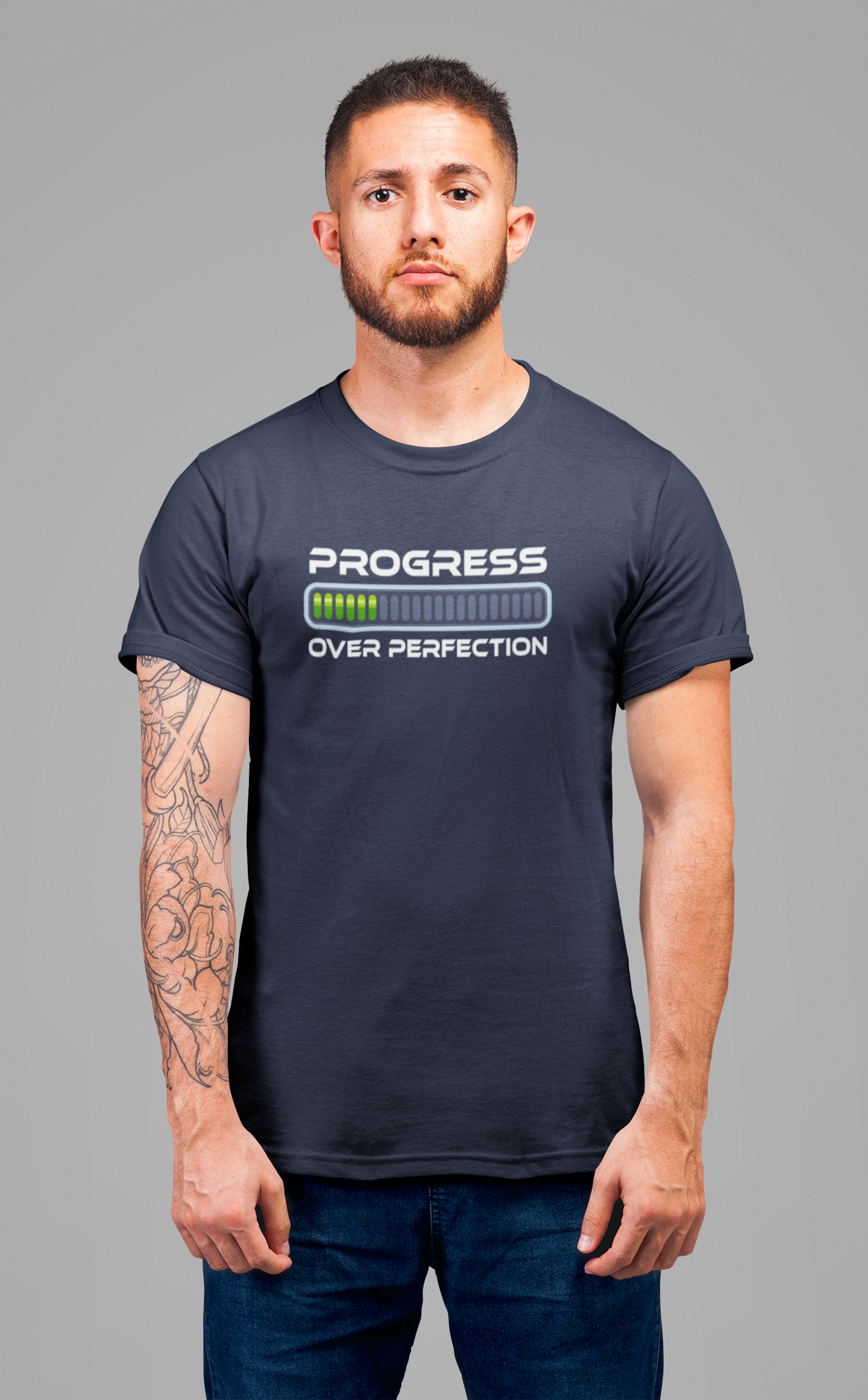 Progress Over Perfection Tee, Motivational Fitness Shirt, Personal Growth Workout Top, Gym Journey Graphic Tee, Daily Grind Gift