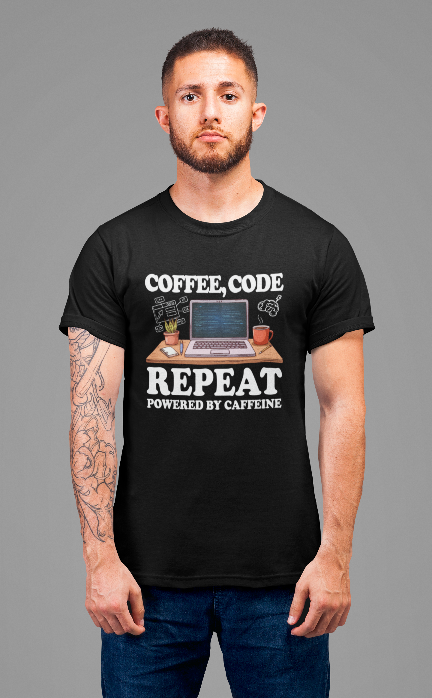 Coffee, Code, Repeat   Official Graphic Statement Tee for Bold Minds, Modern Thinkers, and Everyday Expression Everywhere