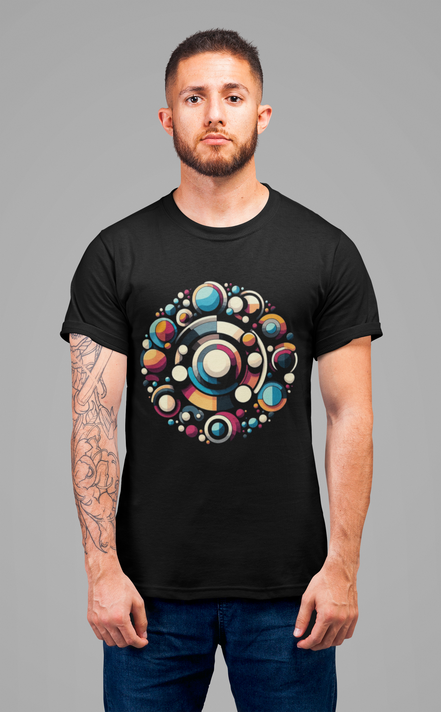 Circular Harmony – Colorful Circles Pattern Graphic T-Shirt
