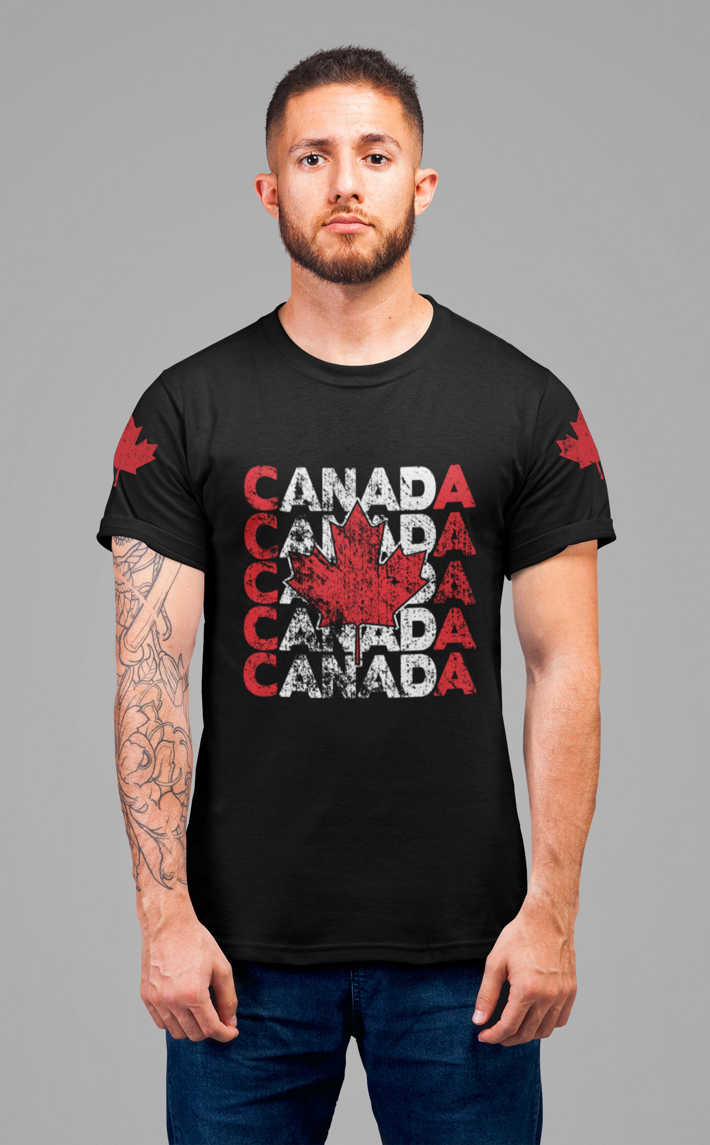 Canada Retro Repeat Maple Leaf T-Shirt